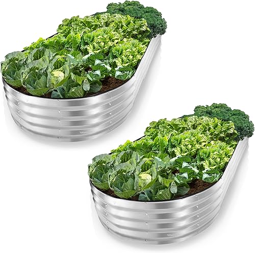 Vista 14 de Plant & Plot Camas de jardín elevadas galvanizadas para exteriores/ Jardinera elevada de 6 x 3 x 1 pie para jardinería, verduras, flores, caja