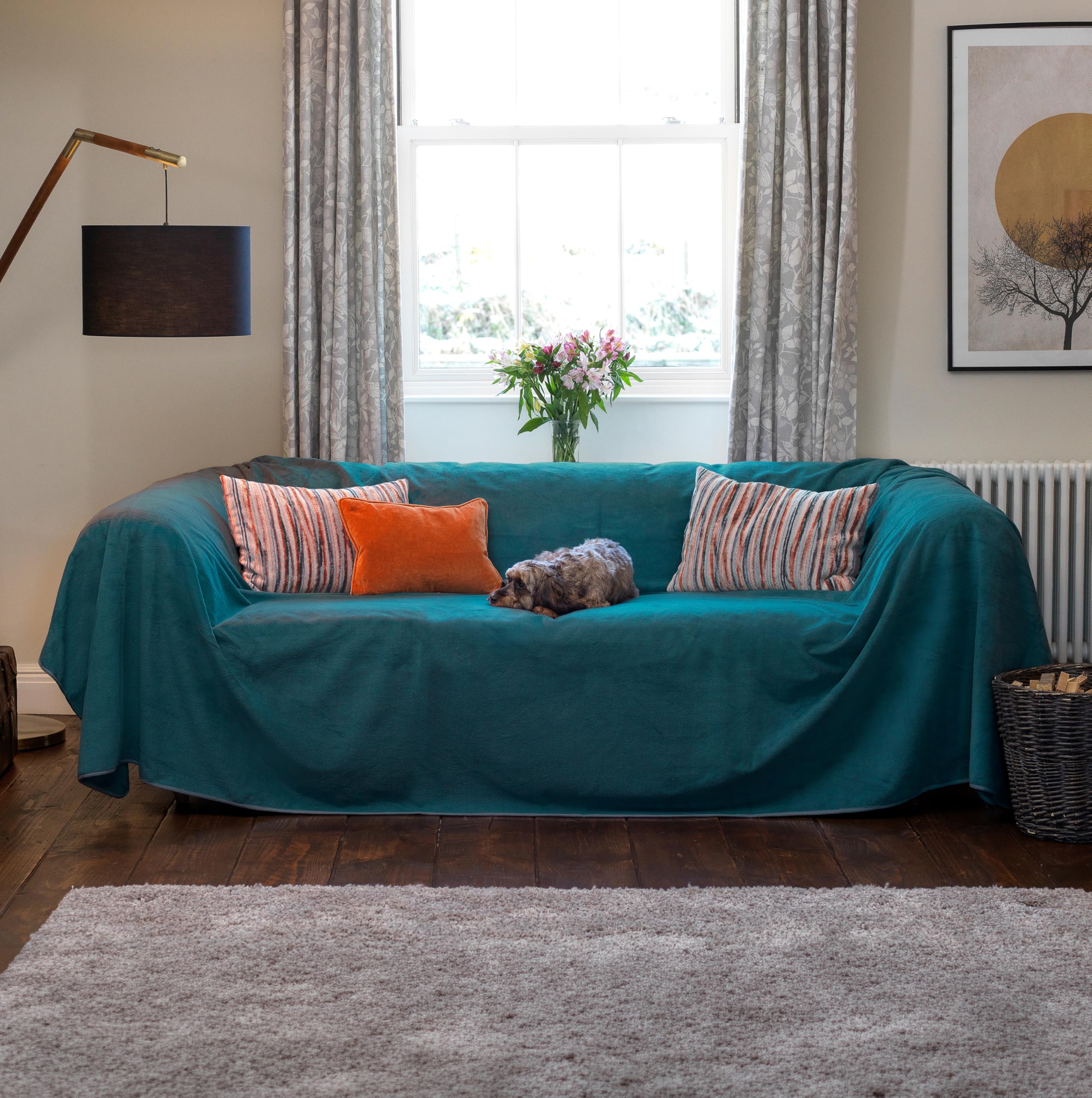 Lucky Paws® UK Luxurious Fully Waterproof Sofa Cover – Robust Dog Sofa Cover – Triple-layer Waterproof Sofa Throw Blanket – Sofa Protector Bed Cover Blanket (Teal, 200 x 360cm)