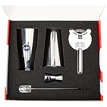 Alessi Lunar Eclipse 5050SET I – Kit per Mixare Cocktail Ispirato all’Universo Lunare con Agitatore e Passino, Acciaio Inossidabile 18, 10 Lucido, 5 Pezzi