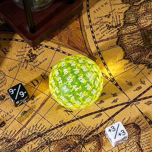 Miniatura 4 de Dados D100 mejorados, dados poliédricos individuales de 100 caras D100 D100 de 1.776 pulgadas, dados de juego D&D D100, cubo de 100 lados con lata