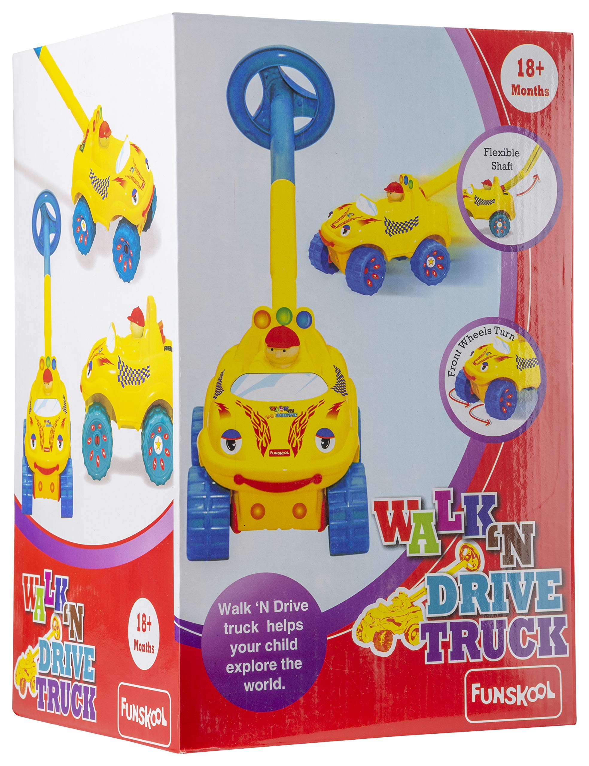 Giggles Funskool Walk N Drive Plastic Truck, Push&Drive Car & Funskool Plastic Mrf Racing Jeep, Multicolour Push&Go Vehicle, Develops Hand-Eye Coordination, 12 Months & Above, Kid 2