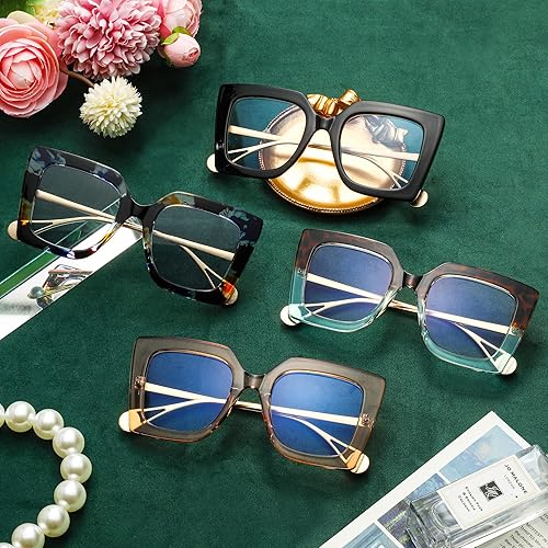 Miniatura 4 de Murddoa Gafas cuadradas de gran tamaño con bloqueo de luz azul lindas y elegantes marcos de anteojos para mujer gafas de protección UV400