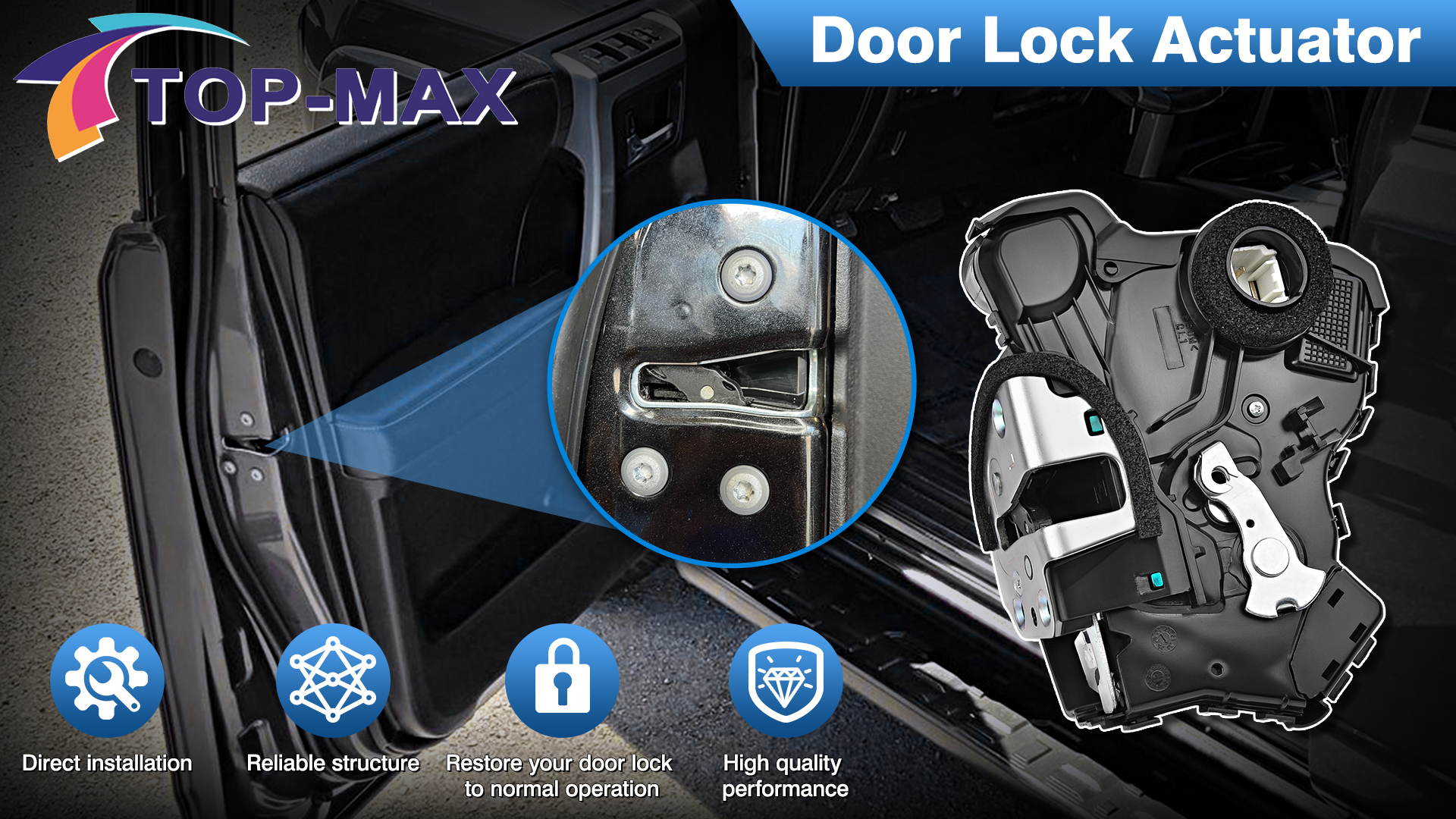 Image of TOP-MAX Driver Side Door Lock Actuator Motor Compatible with Lexus ES350 GS350 LS460 Toyota 4Runner Camry Corolla Highlander RAV4 Sienna Tundra Matrix Scion tC xB xD, Replaces 69040-06180, 931-401