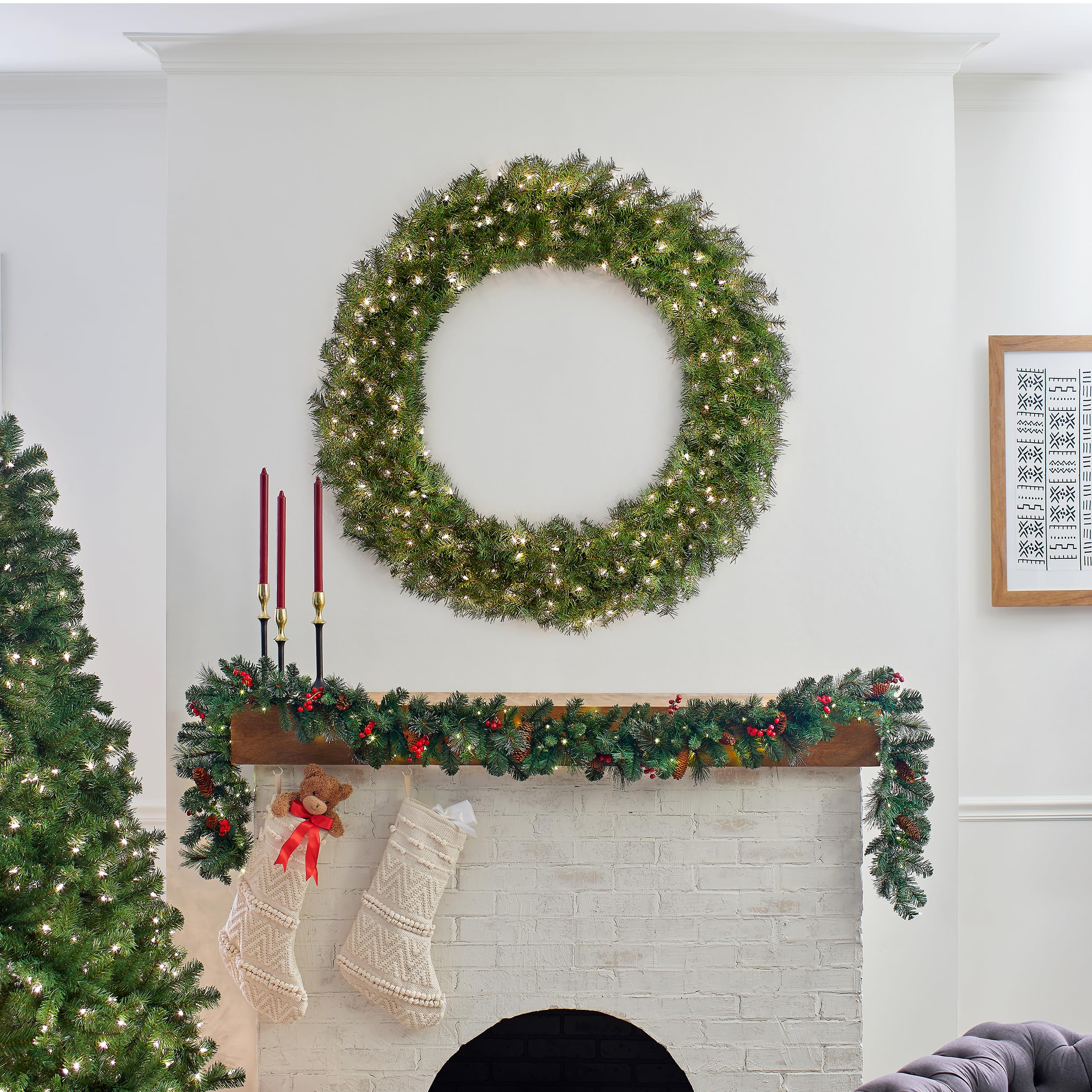 2022white × green christmas wreathe① Amazon.com: National Tree Company Pre-Lit Artificial Christmas