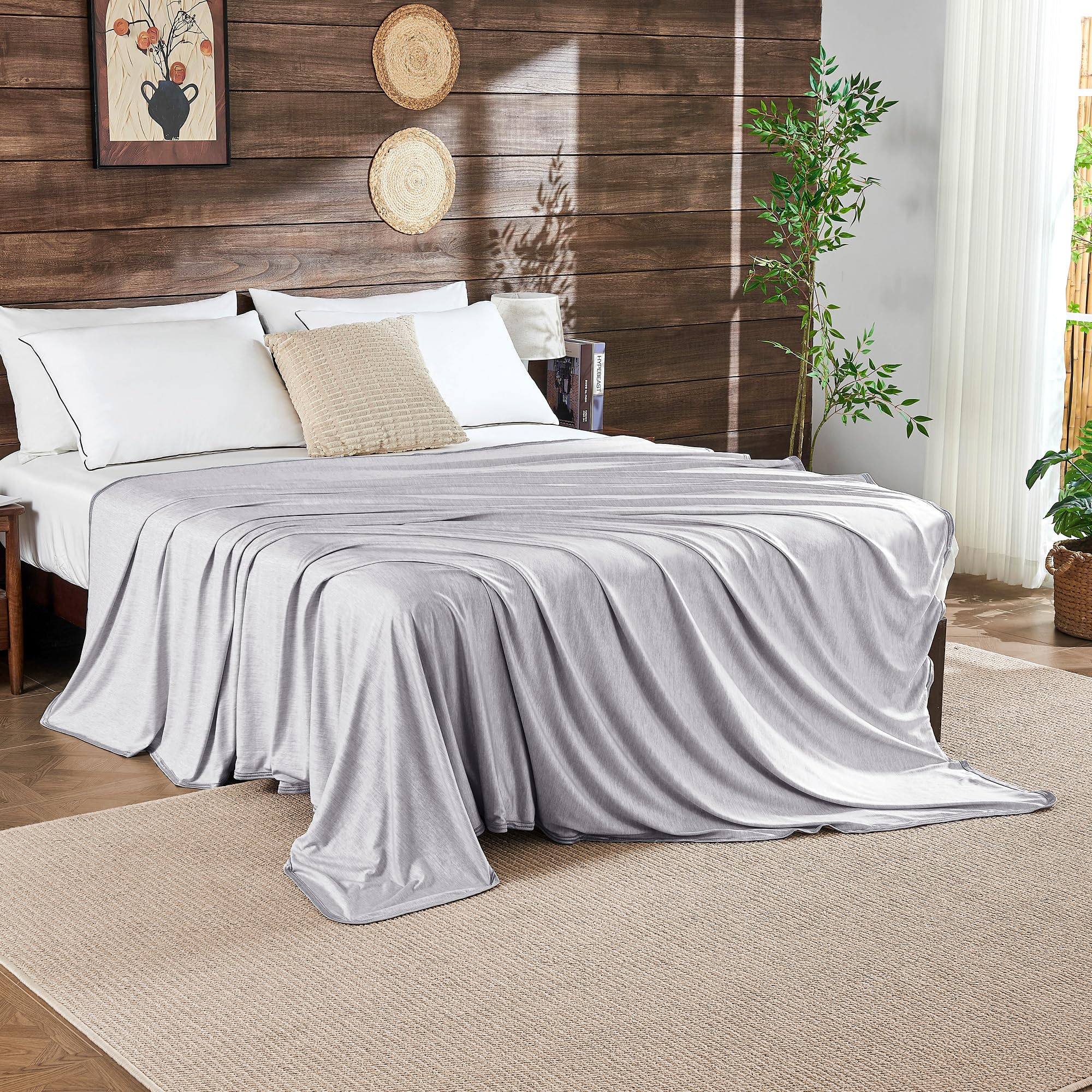 ROMROL Kühldecke 150 x 200cm 2 in1 Sommerdecke Selbstkühlende Decke Arc-Chill Q-Max>0.4 Kühlfasern Grau