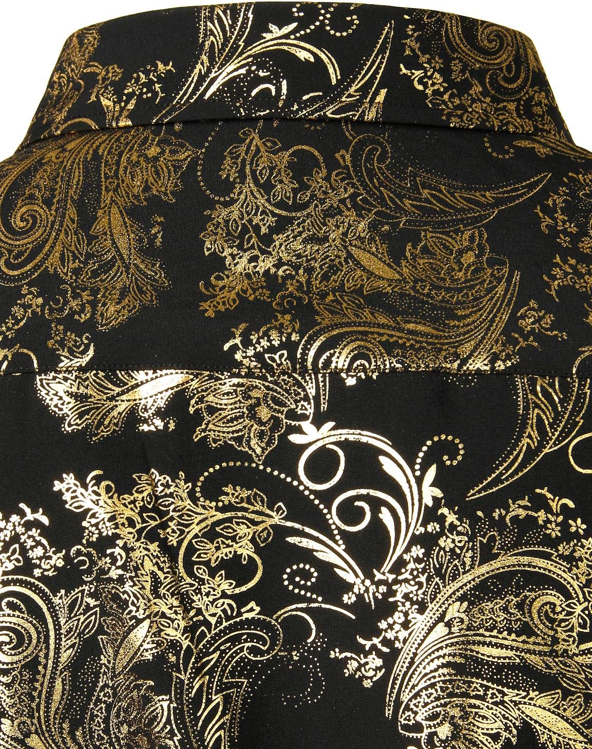 ZEROYAA Men's Luxury Paisley Shiny Printed Slim Fit Short Sleeve Button Up Dress Shirt - Image 5