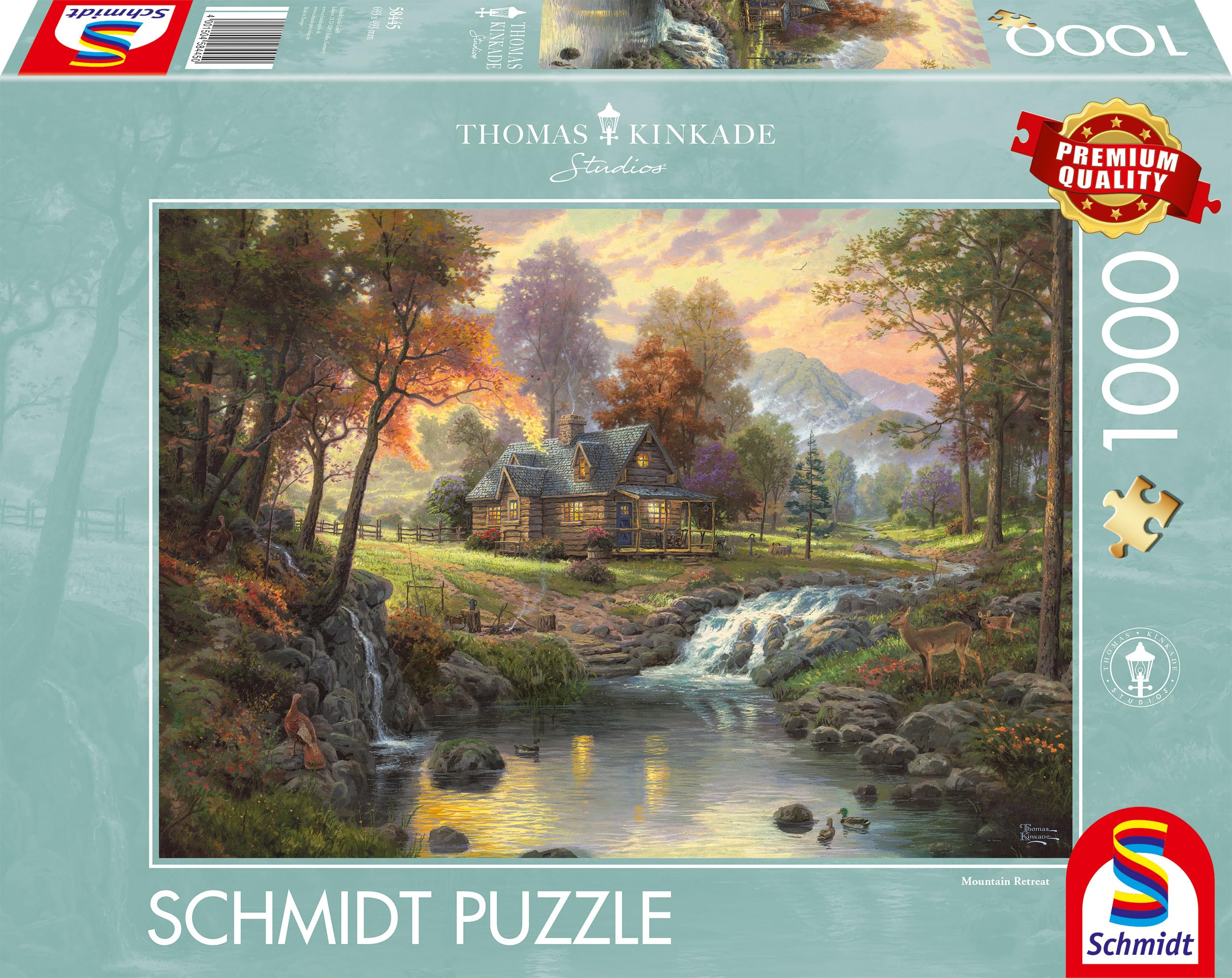 Schmidt Spiele 58445 Puzzle, Thomas Kinkade: Mountain Retreat, 1000 Piece, Ages 12+