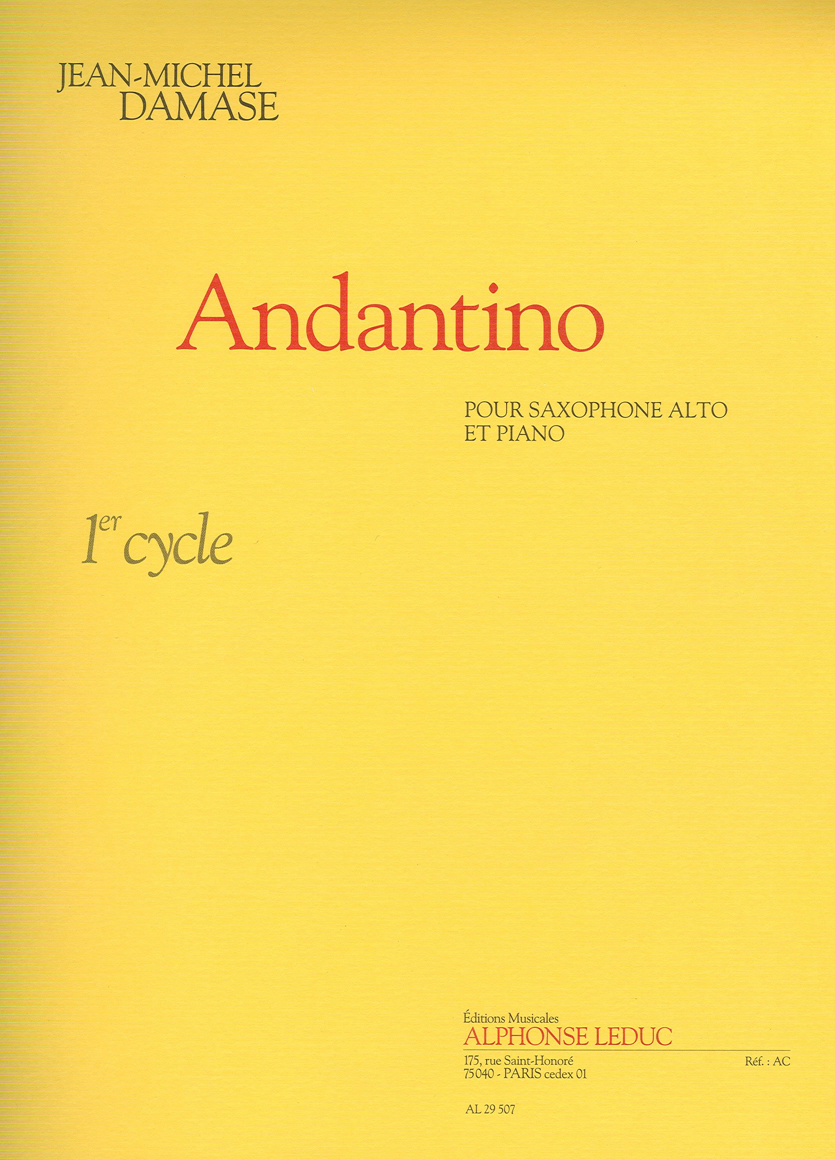 Andantino (cycle 1) Pour Saxophone Alto Et Piano