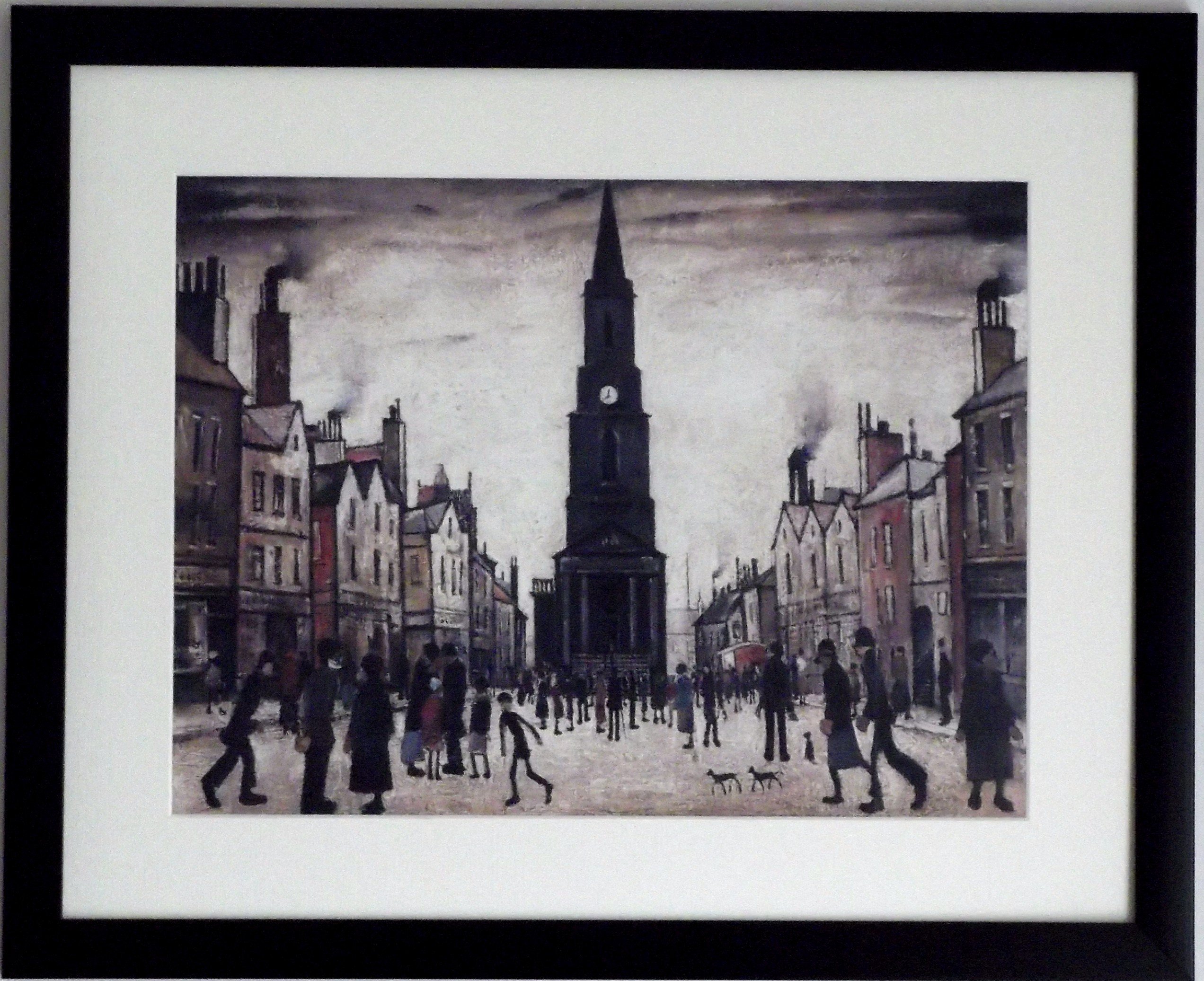 Stateoftheart-uk Lowry Print - BERWICK UPON TWEED - 15 x 12inch Black Frame with Mount and Textured A4 Image