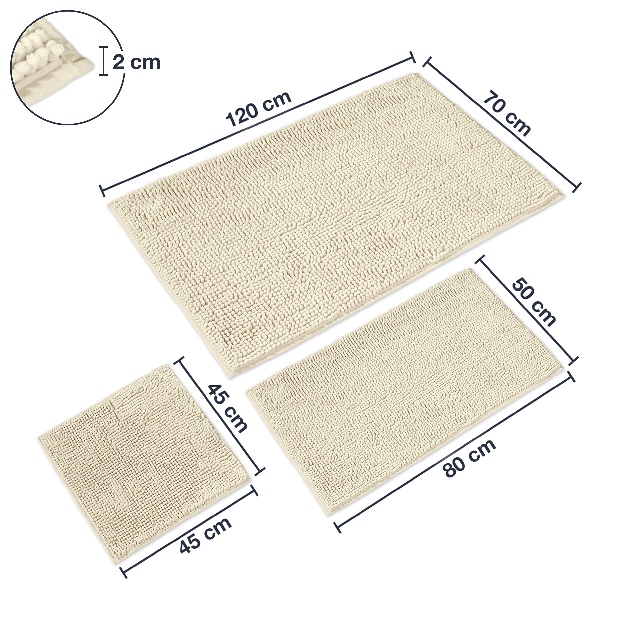 WohnDirect Badmatset, 3-delig, groen, wc-mat (45x45cm), badmat (50x80cm, 70x120cm), antislip, wasbaar, badkamertapijt met wc-uitsparing