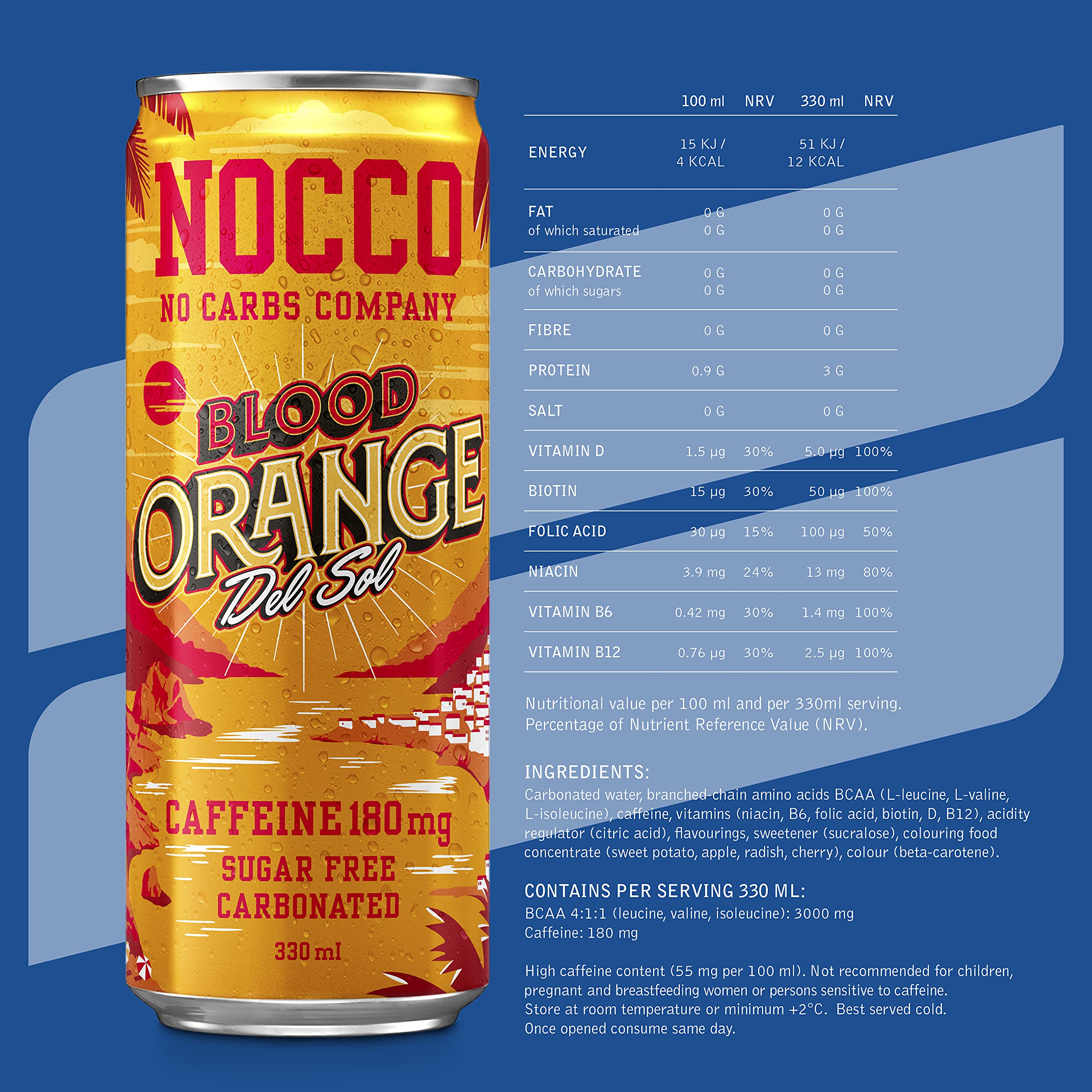 Buy NOCCO Energy Drink BCAA, 180mg Caffeine sugar free drinks