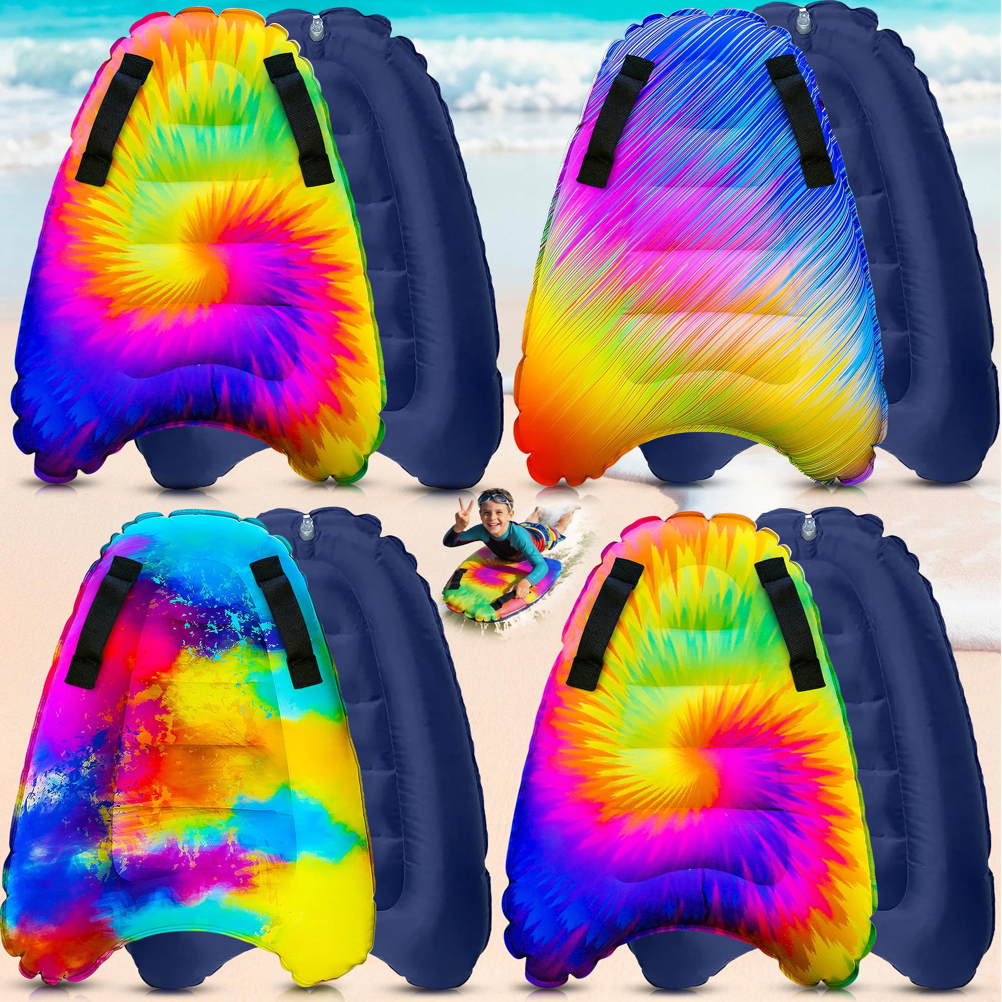 JAMBO Aufblasbares Surf-Bodyboard mit Griffen, Boogie Board für Strand, Surfen, Schwimmen, schwimmende Surfbretter, Pool-Schwimmer, Pool-Strandspielzeug für Kinder