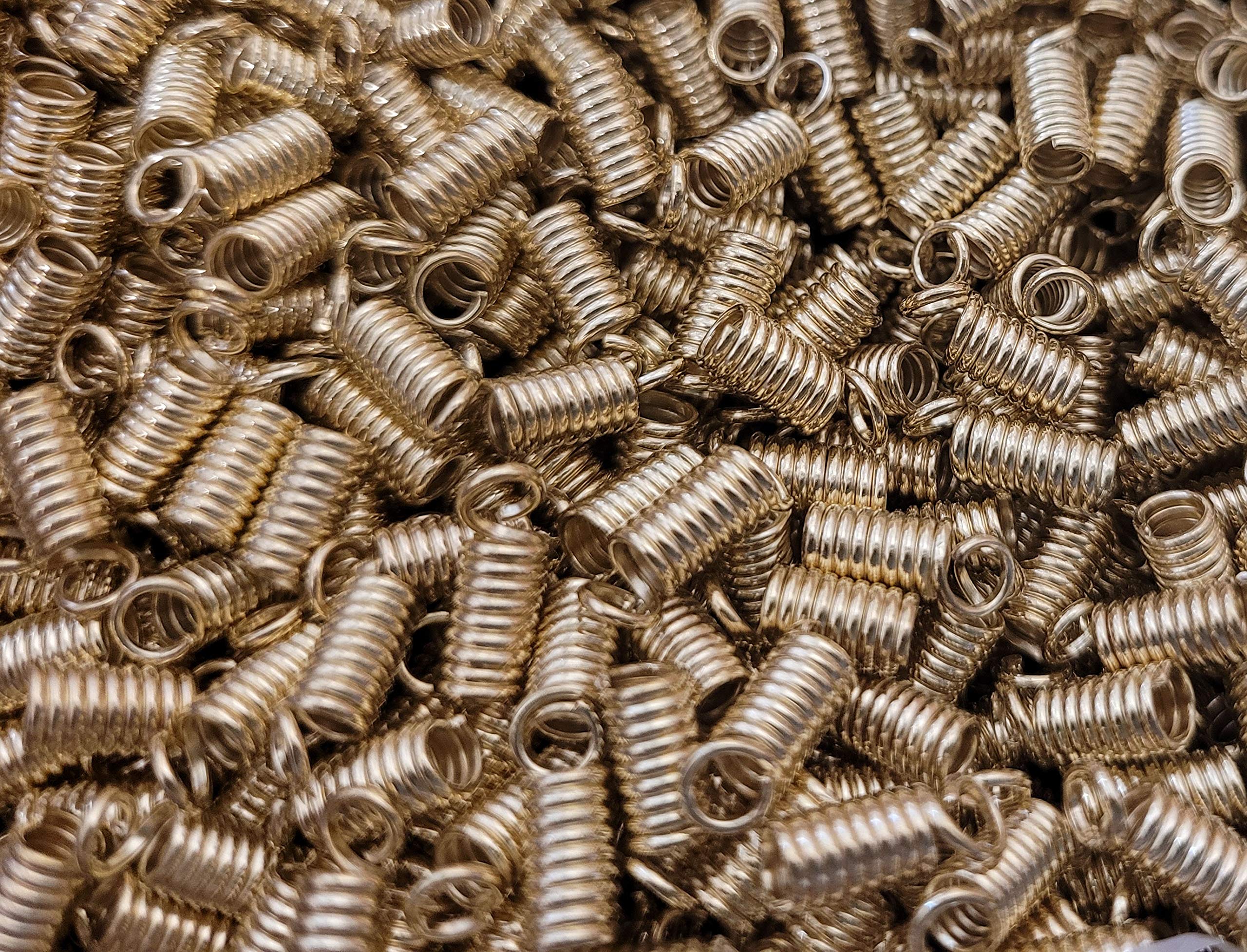 Gold Brass Coil Crimp Spring Ends Caps Connectors for Jewelry Cords, 4mm x 10mm (Pack of 50)