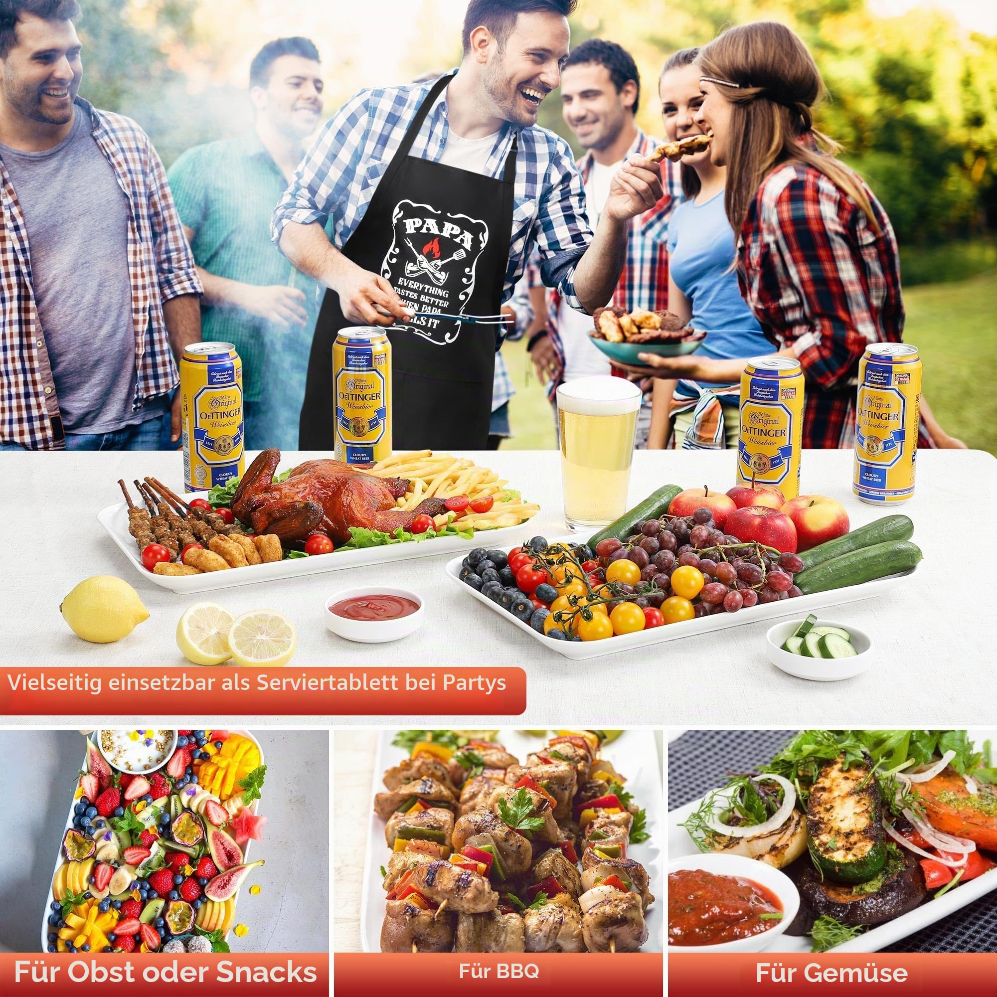 LEJIAJINW Vatertag Opa Papa Geschenke für Papa Papa BBQ Grilltablett Platte Lustiges Vatertagsgeschenk für Ihn Männer Schürze Ehemann Onkel Großvater Ehemann Jahrestag Geburtstag Grillen Geschenkbox