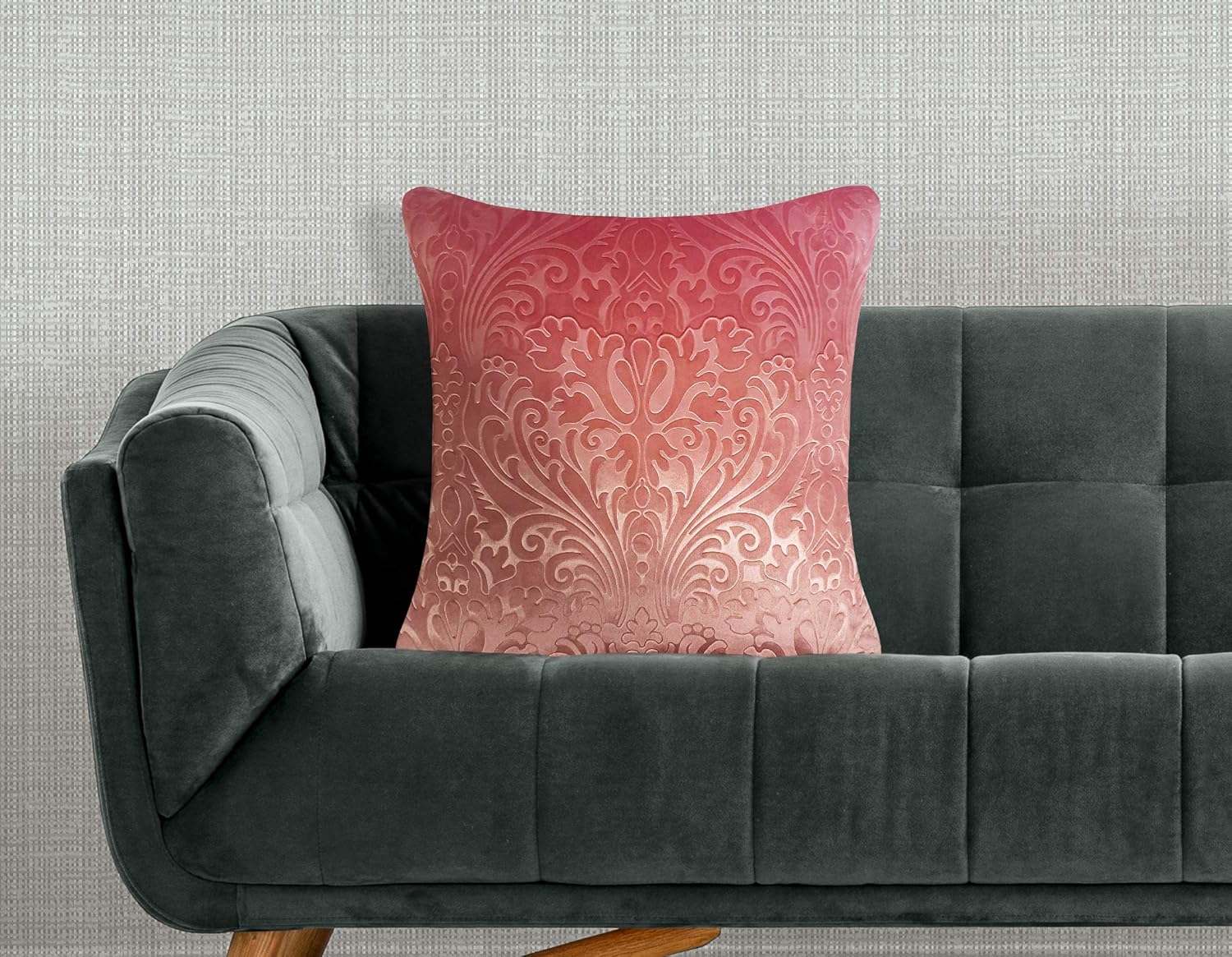 Round Velvet 20x20 Decorative Pillow, Coral