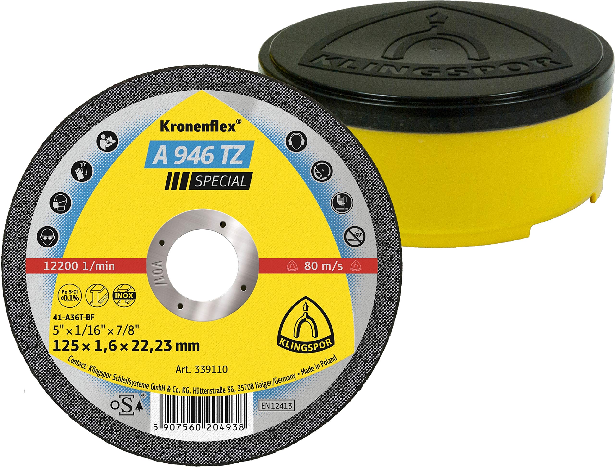 KLI de 339109 339109 a 946 TZ Discos de corte 115 x 1,6 x 22,23 mm, recto, contenido: 25 unidades)