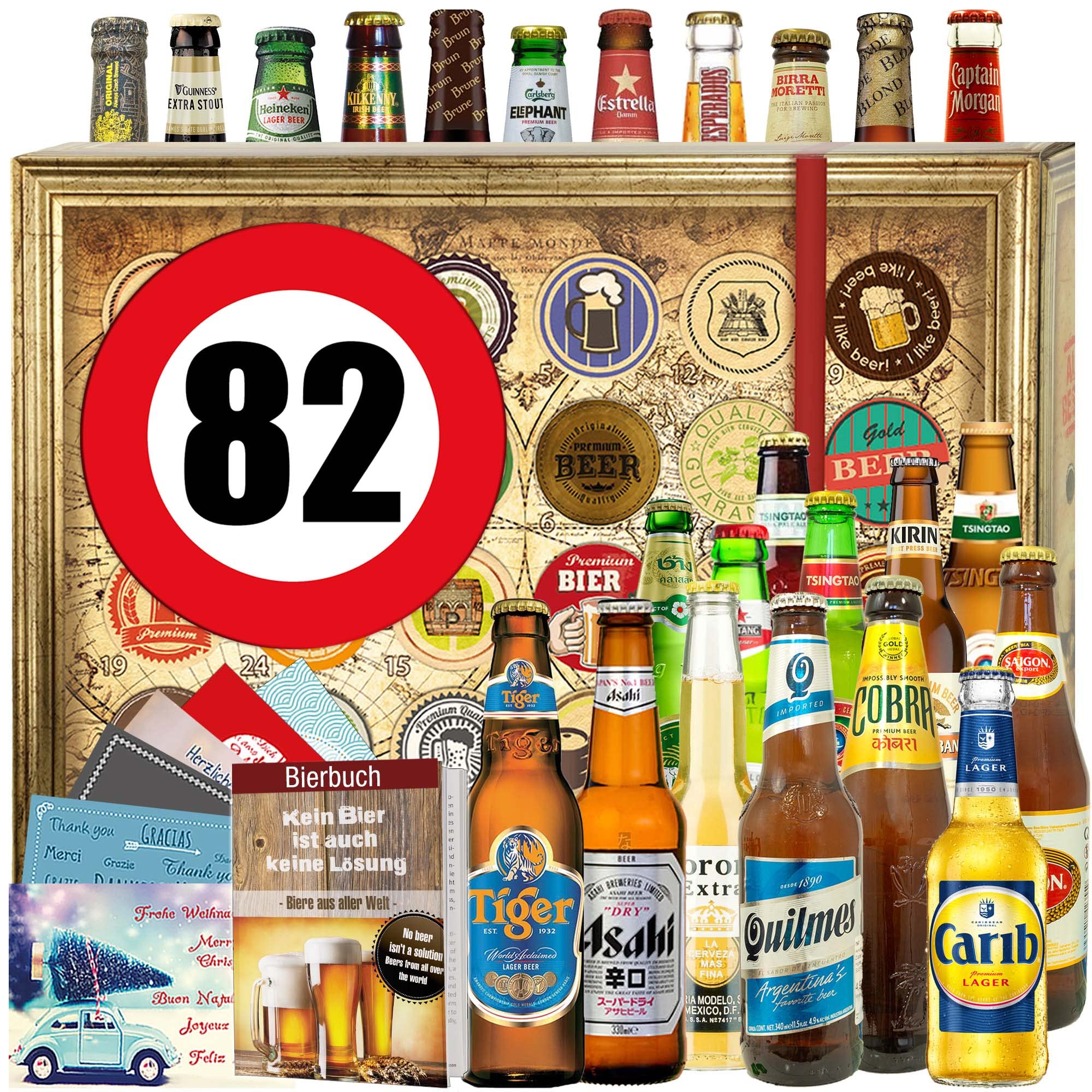 82. Geburtstag Geschenk Freund - Biere der Welt 24x - Bierset - Adventskalender Bier 2024 2025
