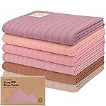 KeaBabies Organic Cotton Burp Cloths Baby Girl, Boy - 6-Pack Large Burping Clothes for Babies, Spit Up Rags, Super Soft & Absorbent Newborn Wash Towels, Gender Neutral, Non-Shrink (Stria, Mauve)