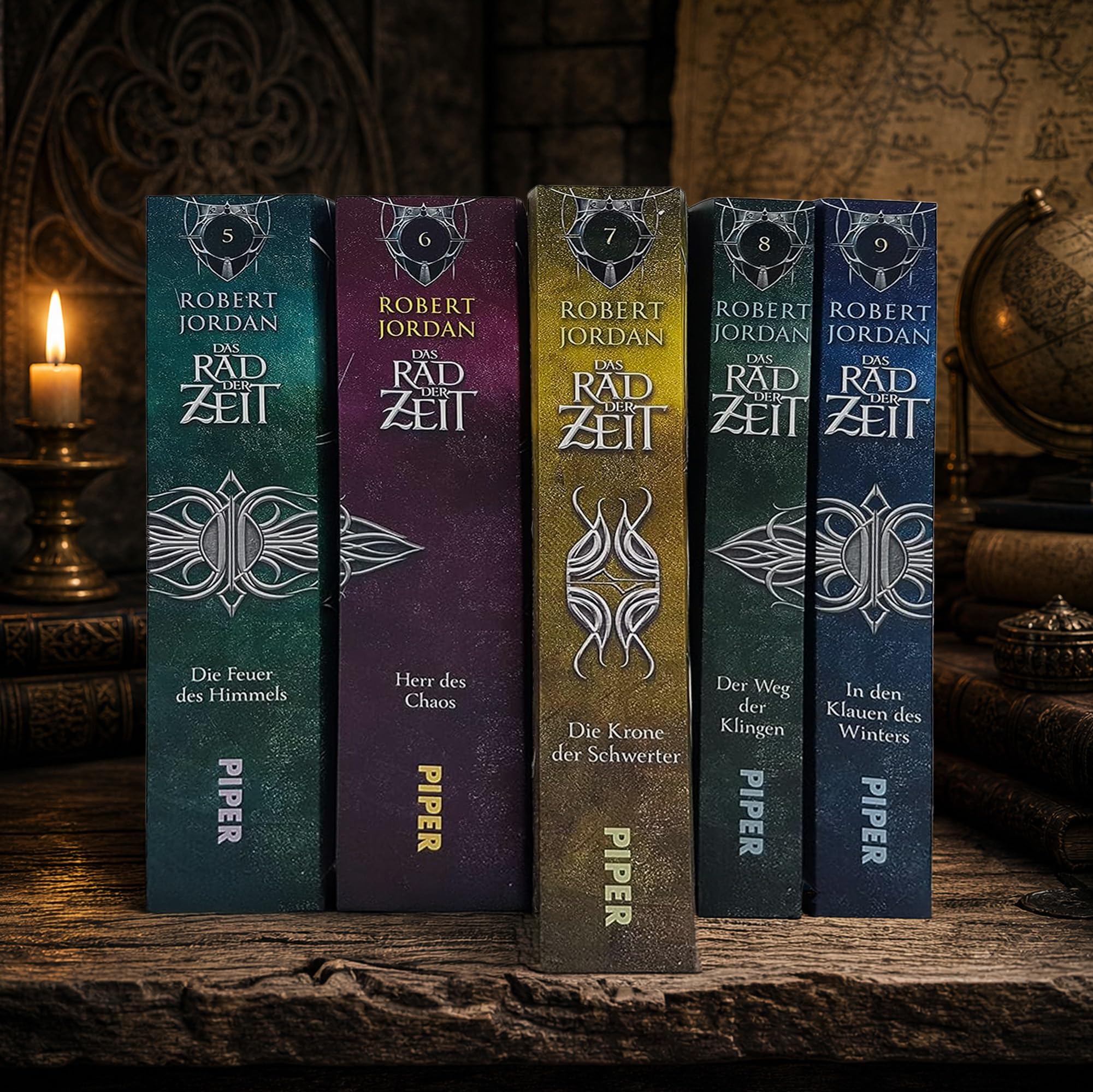 Robert Jordan - Buchset - Das Rad der Zeit - Band 0 bis 14 komplette Fantasy-Saga mit Brandon Sanderson, Wheel of Time Romane, High Fantasy Bücher für Fantasy-Fans mit einem exklusiven Lesezeichen