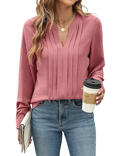 Blooming Jelly Women's Dressy Casual Blouses Business Work Tops Long