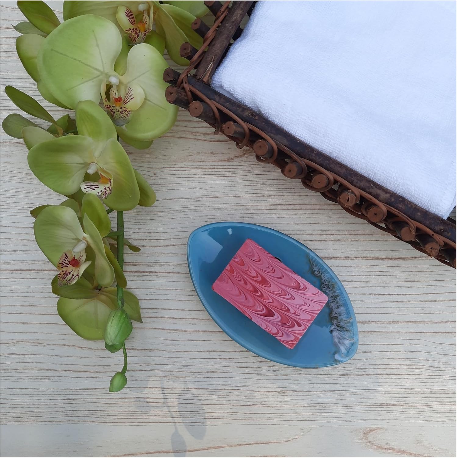 Ceramic Soap Dish with Self Draining Tray for Bar Soap, Bathroom, Kitchen (Pastel Blue No.3) image 5