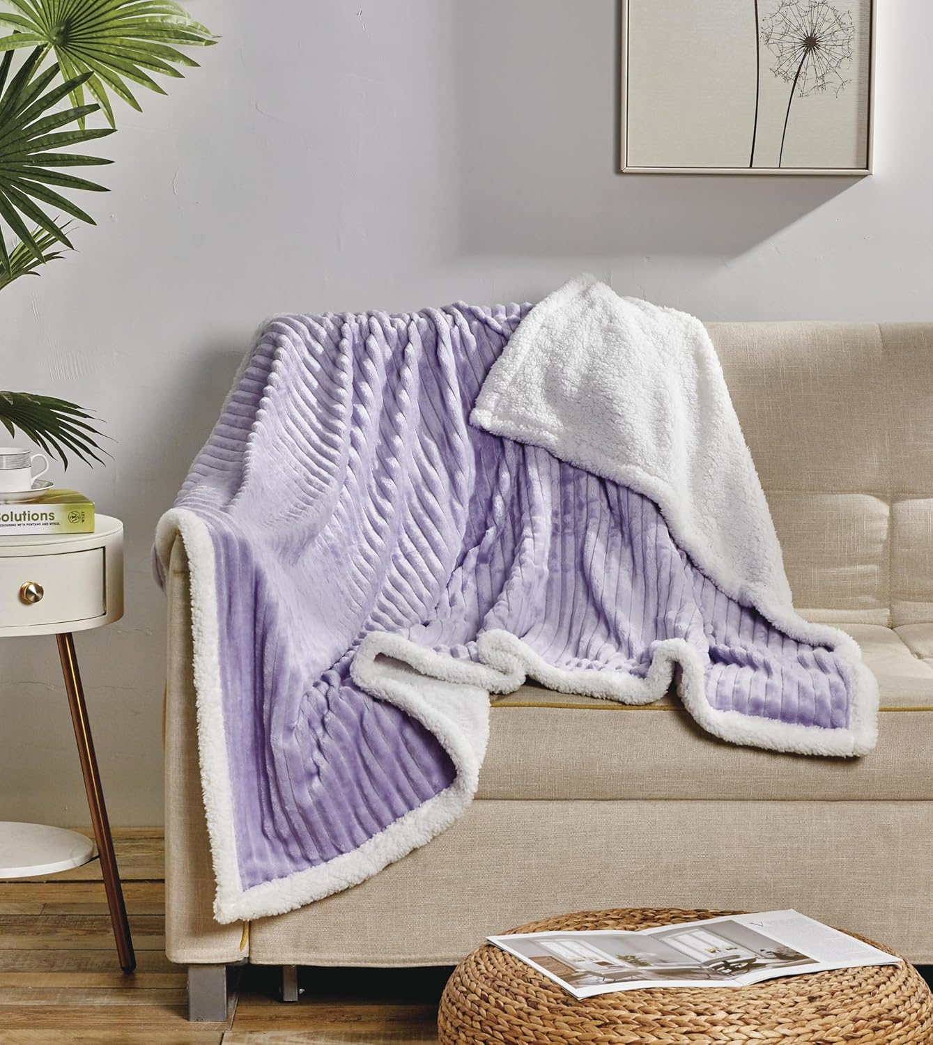 Sherpa Corduroy Throw Blanket (50" x 60") - Lilac