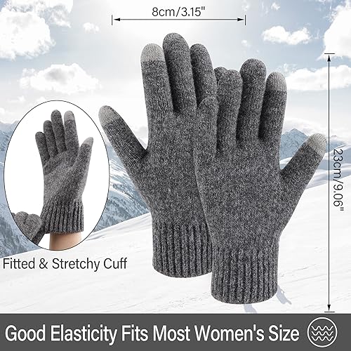 Miniatura 10 de FZ FANTASTIC ZONE Guantes de invierno cálidos para pantalla táctil guantes térmicos de punto para clima frío para mujer