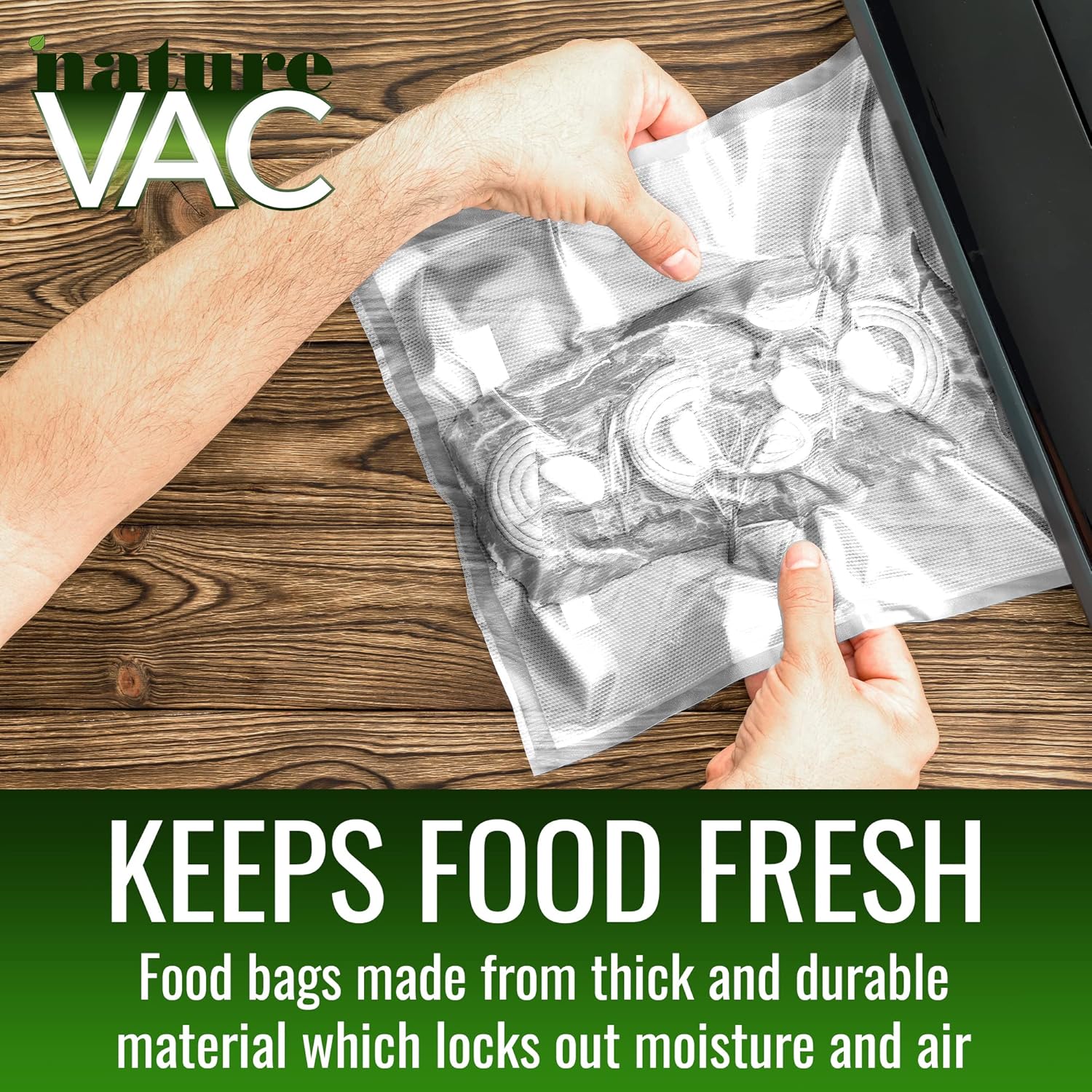 NatureVAC Vacuum Sealer Bags 15'' x 19.5' Food Pantry Storage, Saver, Airtight Containers, Smell Proof, Aluminum Mylar, 2 Rolls