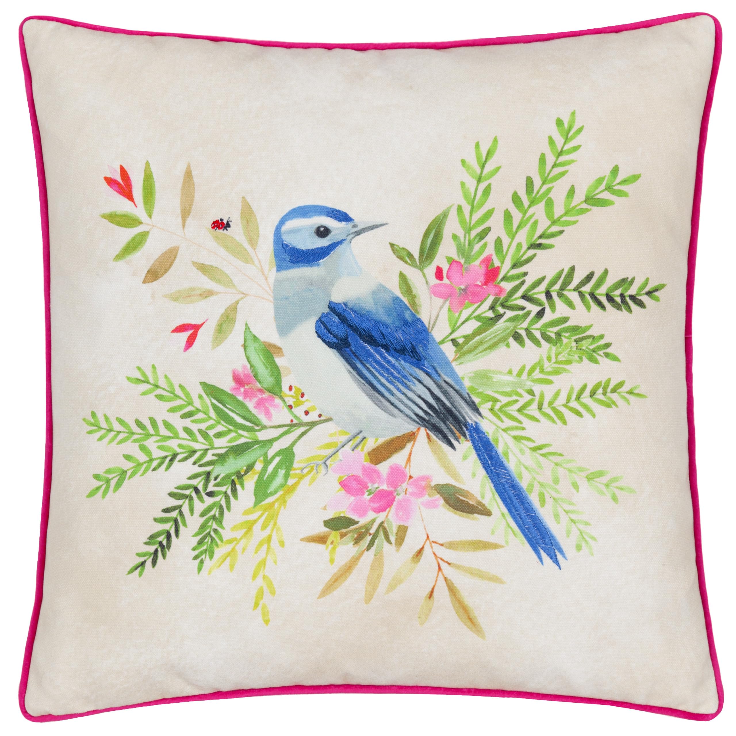Evans Lichfield Daisy Hill Bluebird Printed Polyester Filled Cushion from B&Q