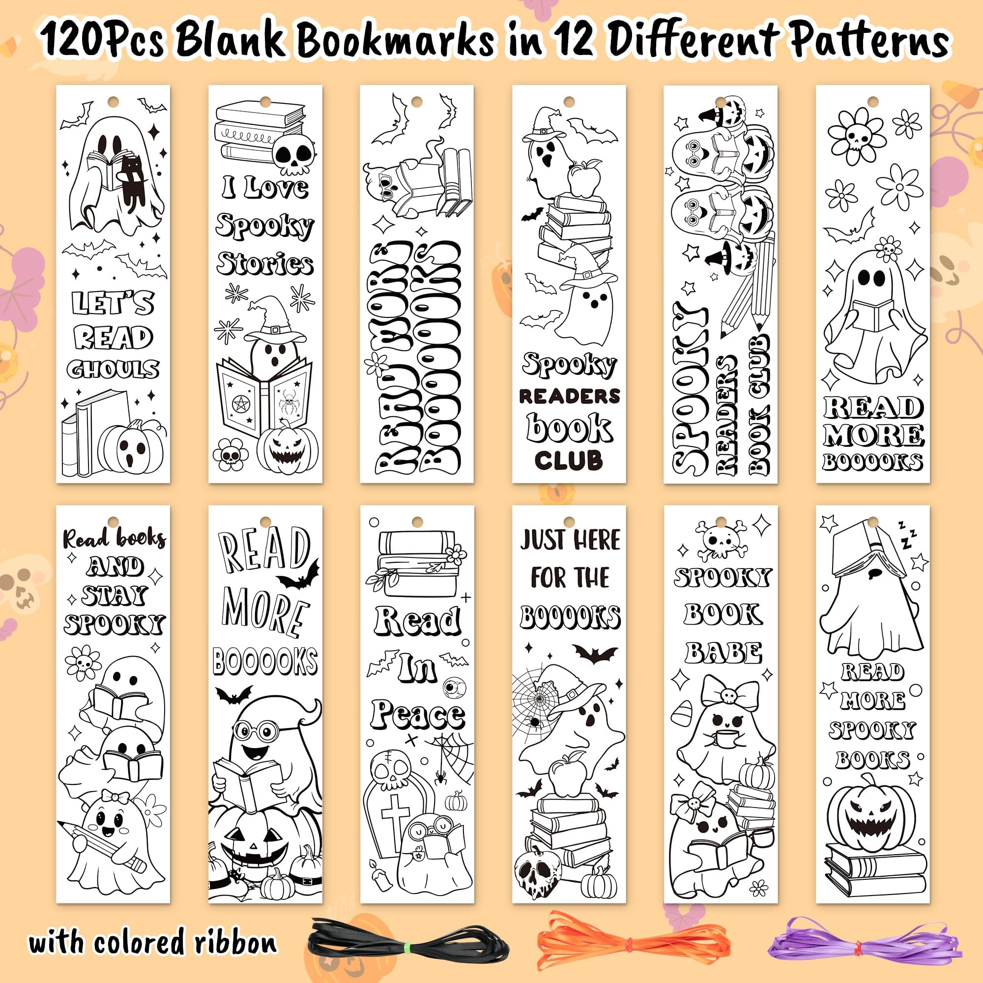 Snapklik.com : Halloween Color Your Own Bookmarks-120 Pcs Spooky Ghost ...