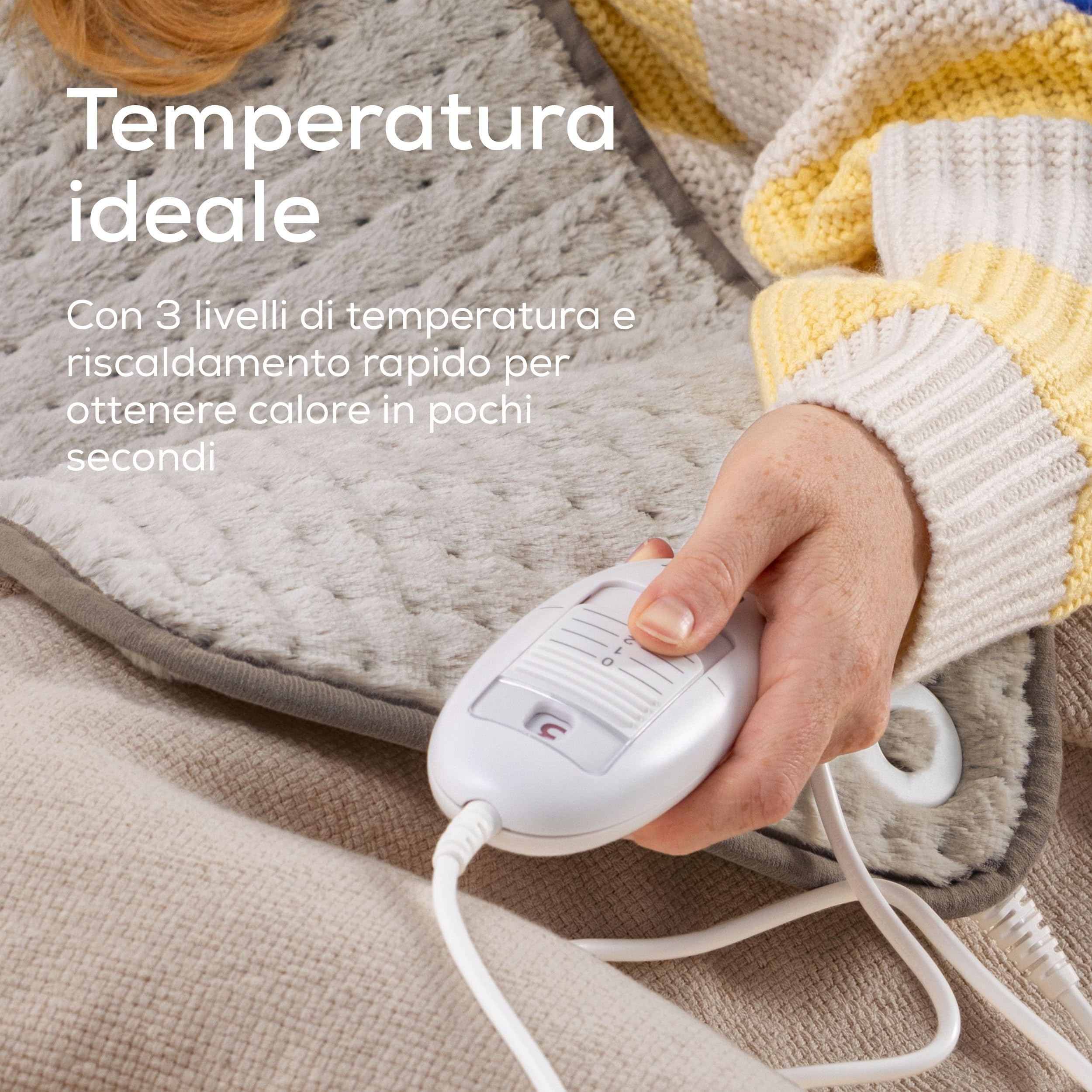 Beurer HK 123 Nordic termoforo XXL, ultramorbido e traspirante, 3 livelli di temperatura, riscaldamento rapido, spegnimento automatico, lavabile in lavatrice a 30°C, 60 x 30 cm, prodotto in Europa