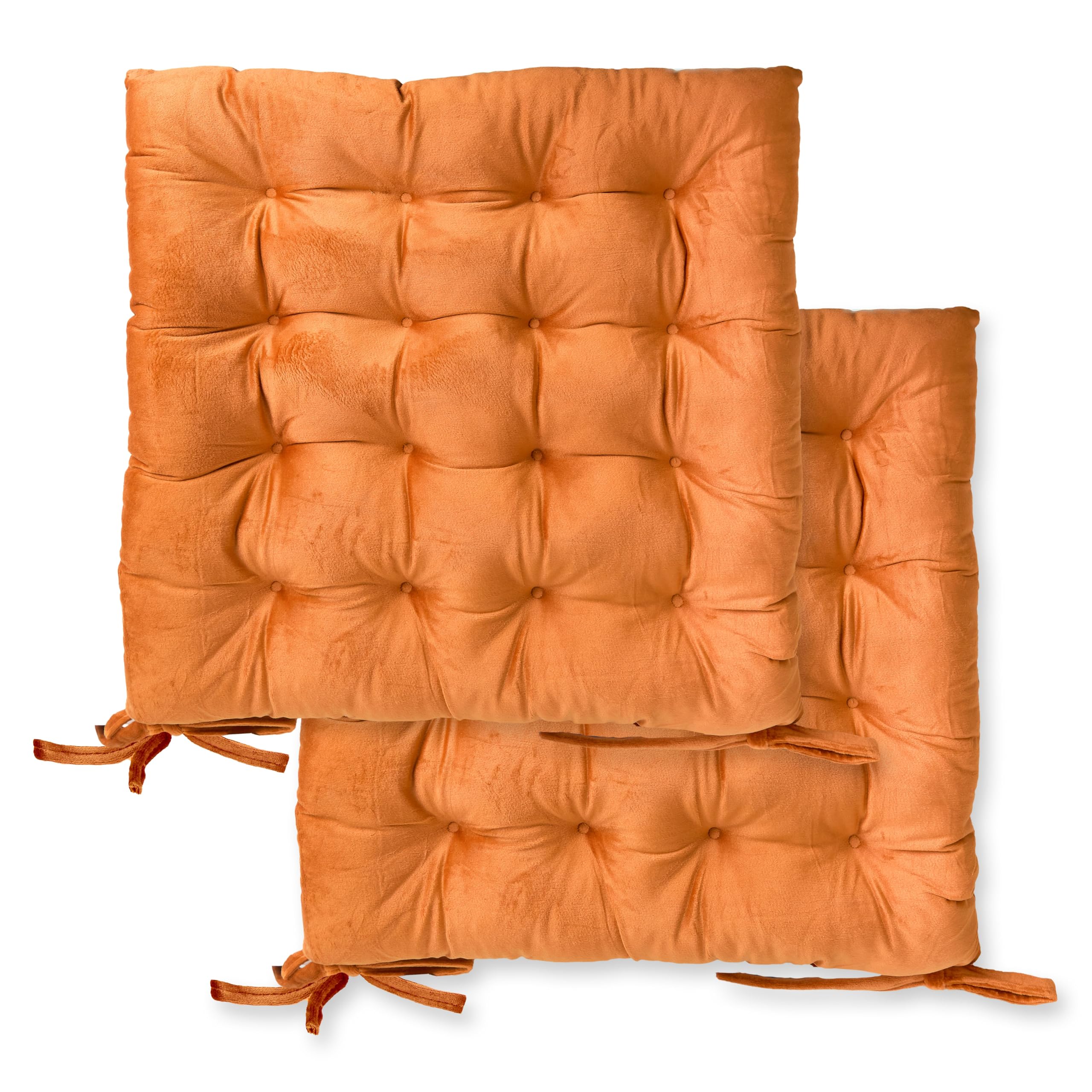 Emma Barclay Velvet Holland Luxury Seat Pad in Burnt Orange - 16x16 (40x40cm)