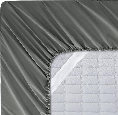 Sábana bajera ajustable individual, sábana bajera individual, microfibra, serie 2200, alta densidad de hilos, doble cepillado, elegante, sin disponible en Yaxa Colombia