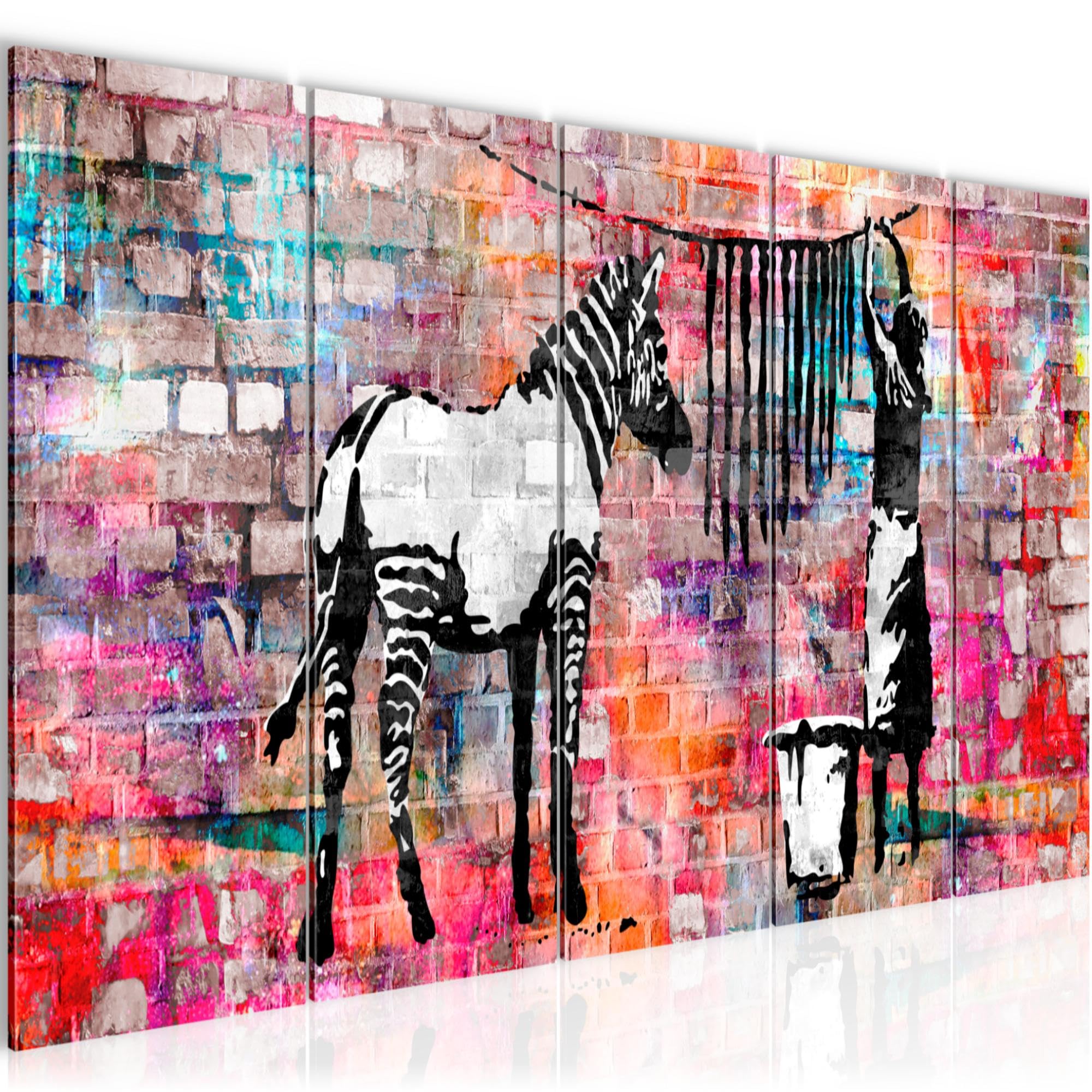 Runa Art Zebra C Wall Art Banksy Washing Anvas Picture Non-Woven Wall Decoration For Living Room And Bedroom 012956C
