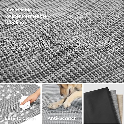 Miniatura 4 de Veehoo Cama elevada y refrescante para perros, elevada para perros grandes, al aire libre con barandilla, pies antideslizantes mejorados, malla