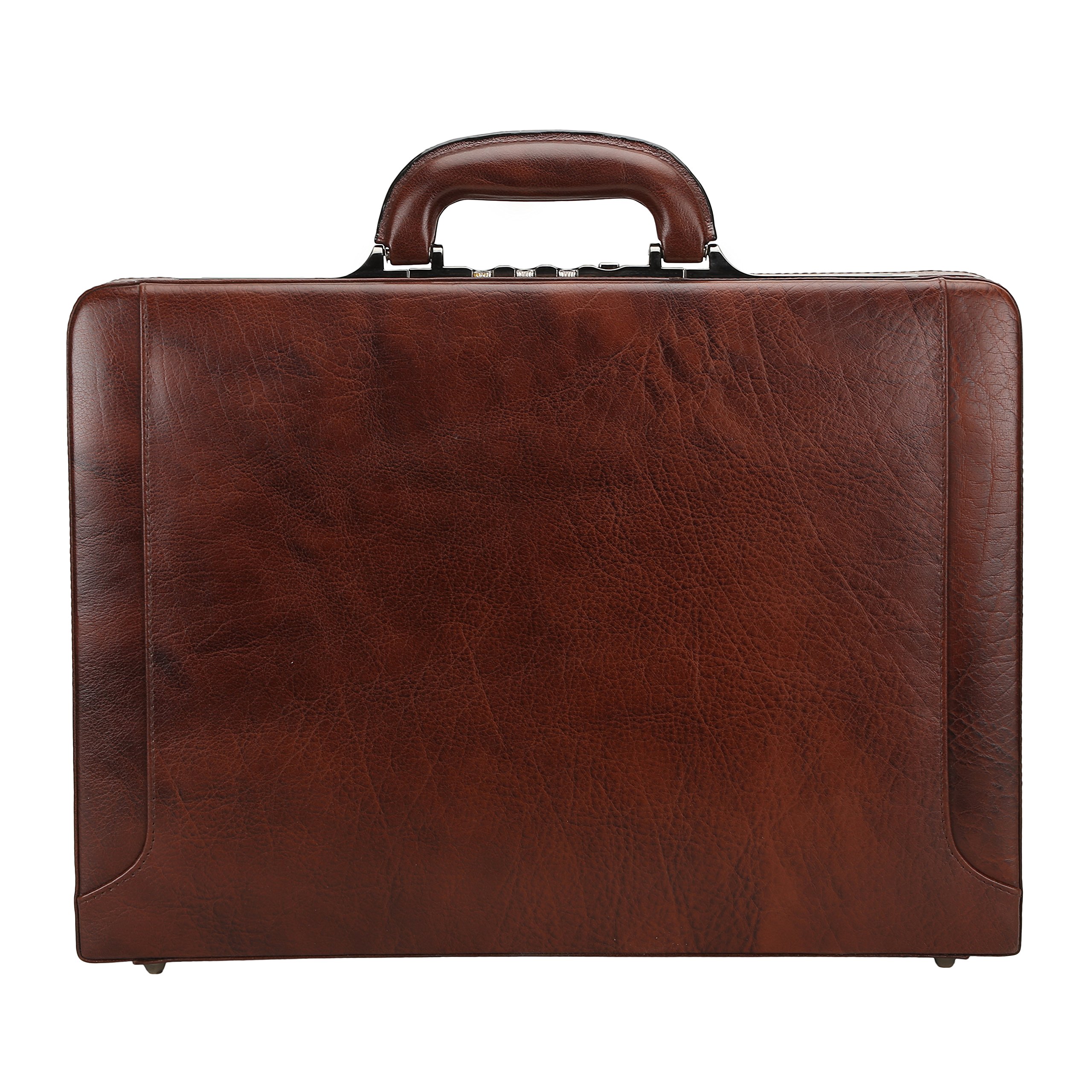 Chocolate Leather Attache Case Hard Sided with Combination Locks-image-47