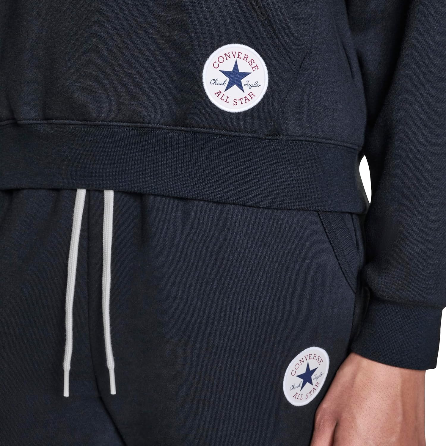 Converse Womens Drawstring Hoodie With Chuck Patch Cuffed Sleeves - Image 6