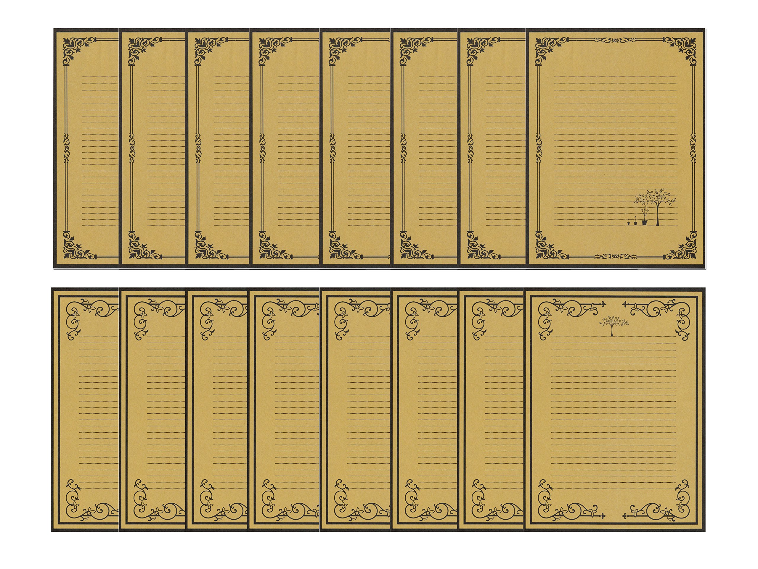 IMagicoo80 Writing Stationery Paper - Vintage Retro Lined Design Letter Writing Paper Set (Khaki)