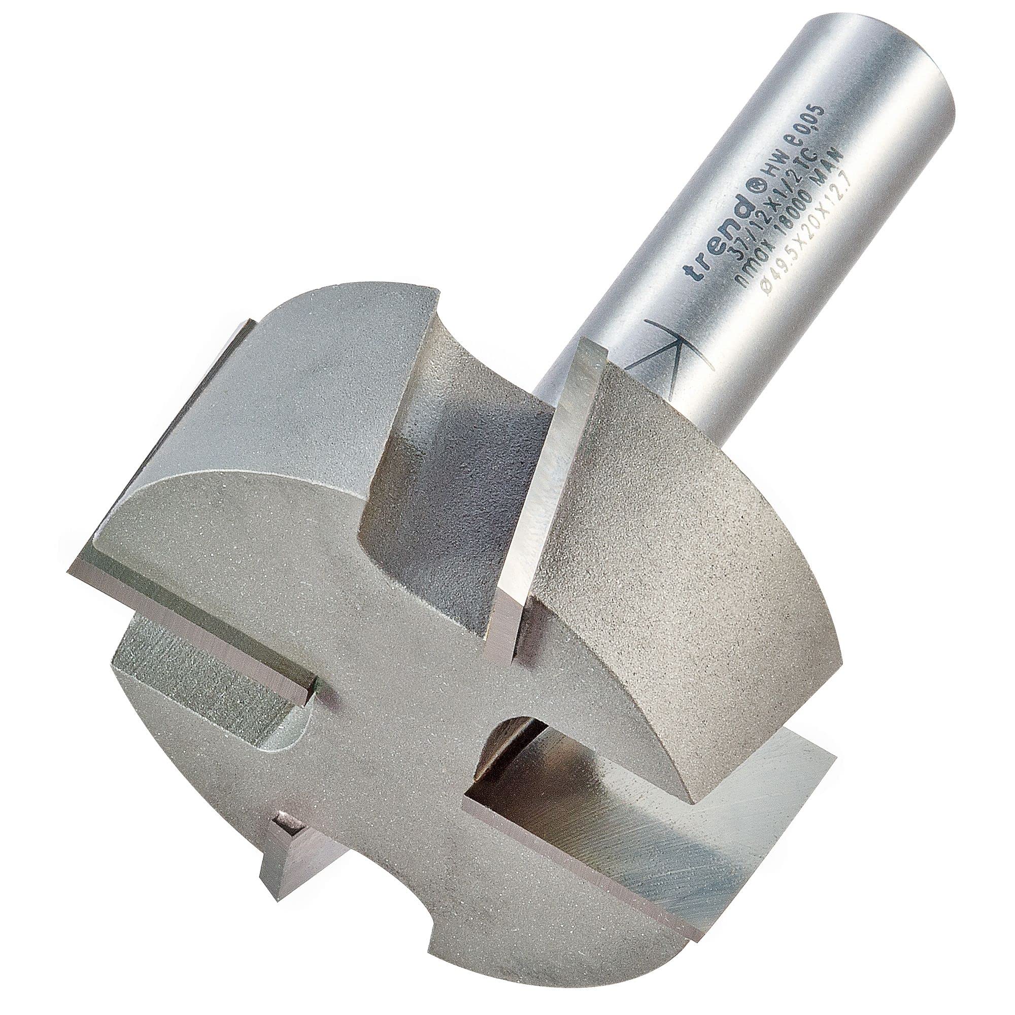 Trend Professional Straight Tenon Cutter, 1/2 Inch Shank, 50.8mm Diameter, 20mm Cut Length, Tungsten Carbide Tipped, 37/12X1/2TC