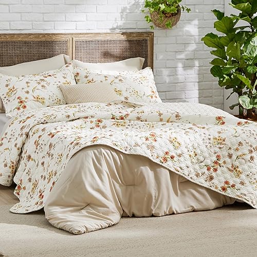 Miniatura 6 de Bedsure - Colcha floral tamaño Queen, ropa de cama reversible con estampado botánico, colcha ligera, colcha de microfibra suave para todas las