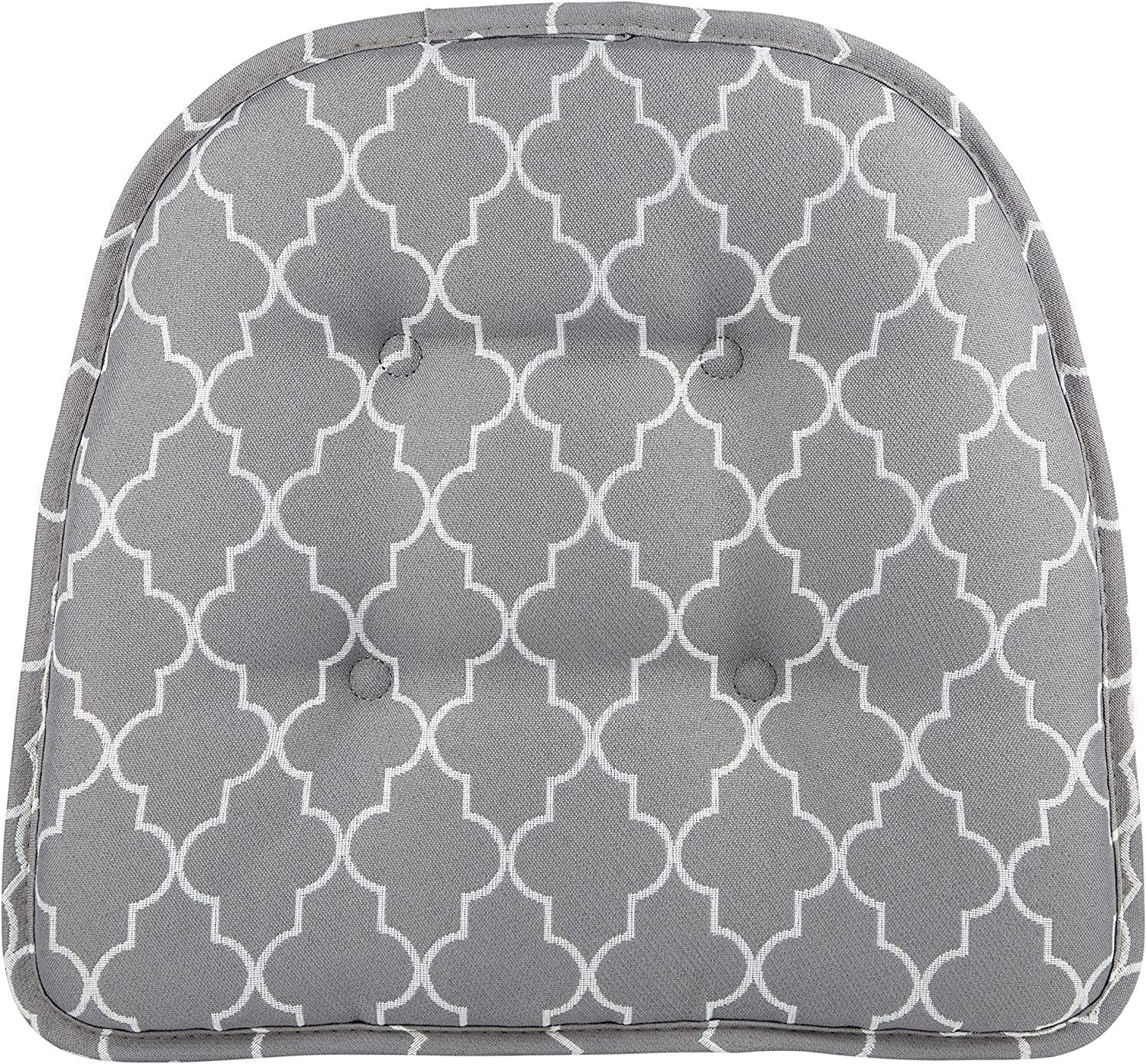 Non-Slip Chair Cushions, Assembled in USA, U-Shaped Skid-Proof Seat Pads for Dining Room, Kitchen, Office, 15"x16" Geo Gray 2 Pack