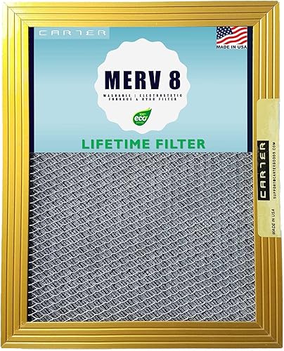 Carter  Merv 8 - Filtro para horno y HVAC, electrostático, lavable, alta capacidad de retención de polvo