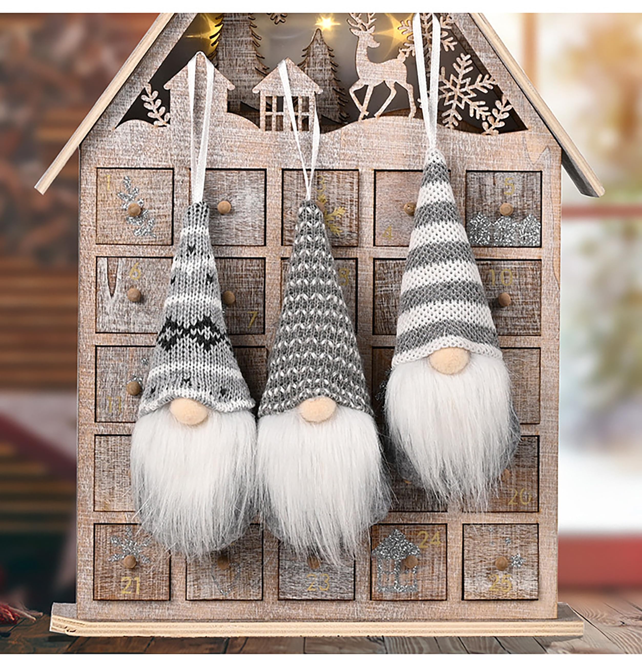 Schwedische Weihnachtswichtel Dekoration – 2 Stück, 28cm Hoch, Handgemachte Stoff-Gnome