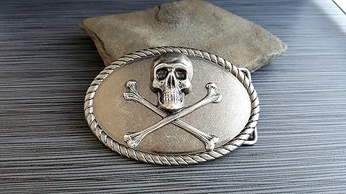 Miniatura 2 de Handmade Antique Silver Steampunk Skull And Crossbones Belt Buckle