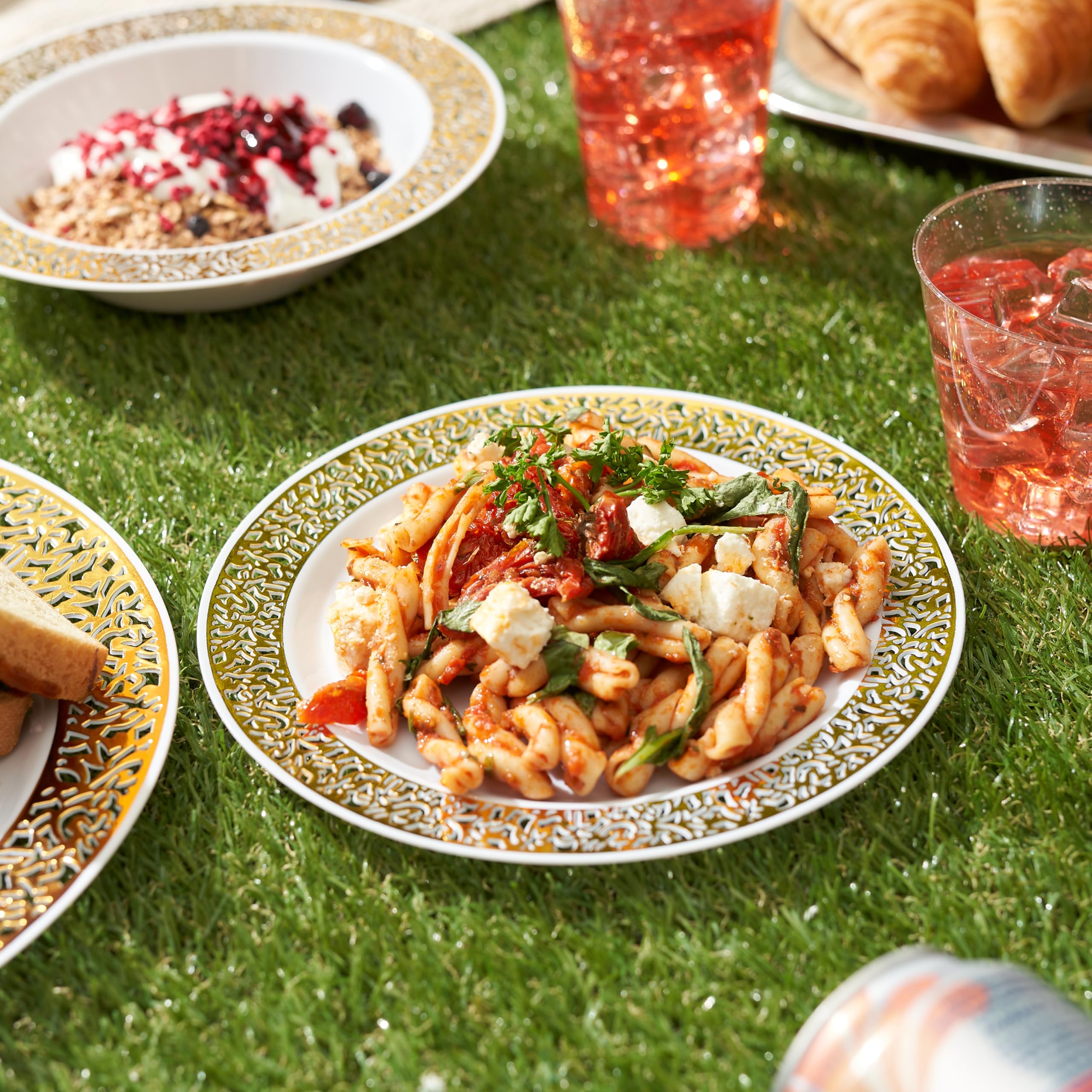 20 Piatti Dessert In Plastica Con Bordo Oro Rosa - Eleganti E Riutilizzabili - Per Feste E Eventi - Foto 7