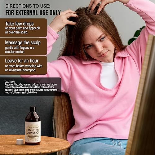 Miniatura 3 de Herbsforever Aceite Brahmi Amla con aceite de sésamo prensado en frío infundido  Evita el adelgazamiento y la calvicie  Promueve el crecimiento del