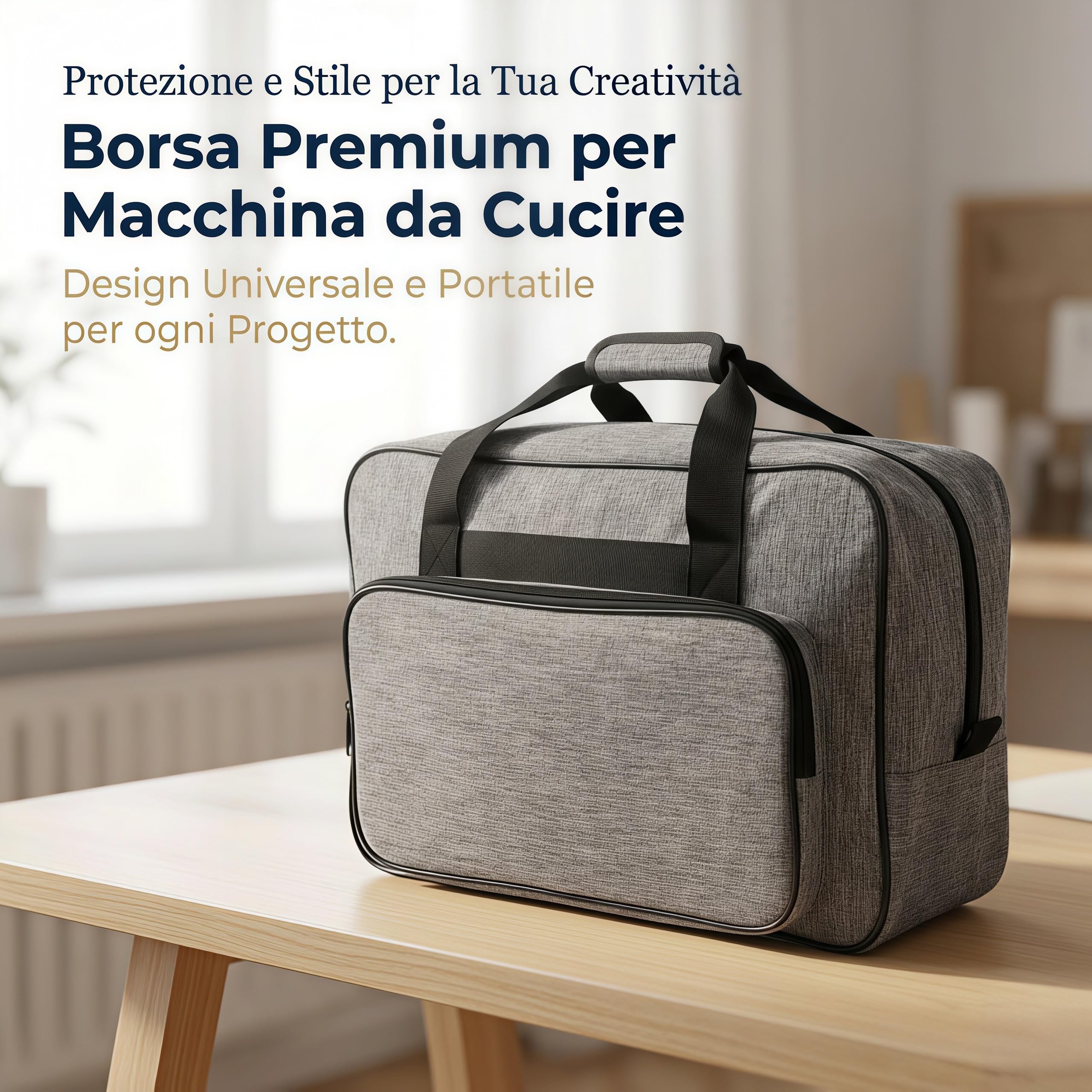 Borsa per Macchina da Cucire, Custodia Grande Capacit con Tasche Multiple e Fascia per Trolley, Borsa da Cucito Portatile per Viaggio e Accessori