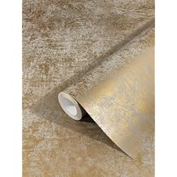 Muros Con Revestimiento De Piedra marburg Papel pintado oro dorado metálico industrial para habitación o salón fabricado en Alemania 10.05m x 0.53m Made in Germany