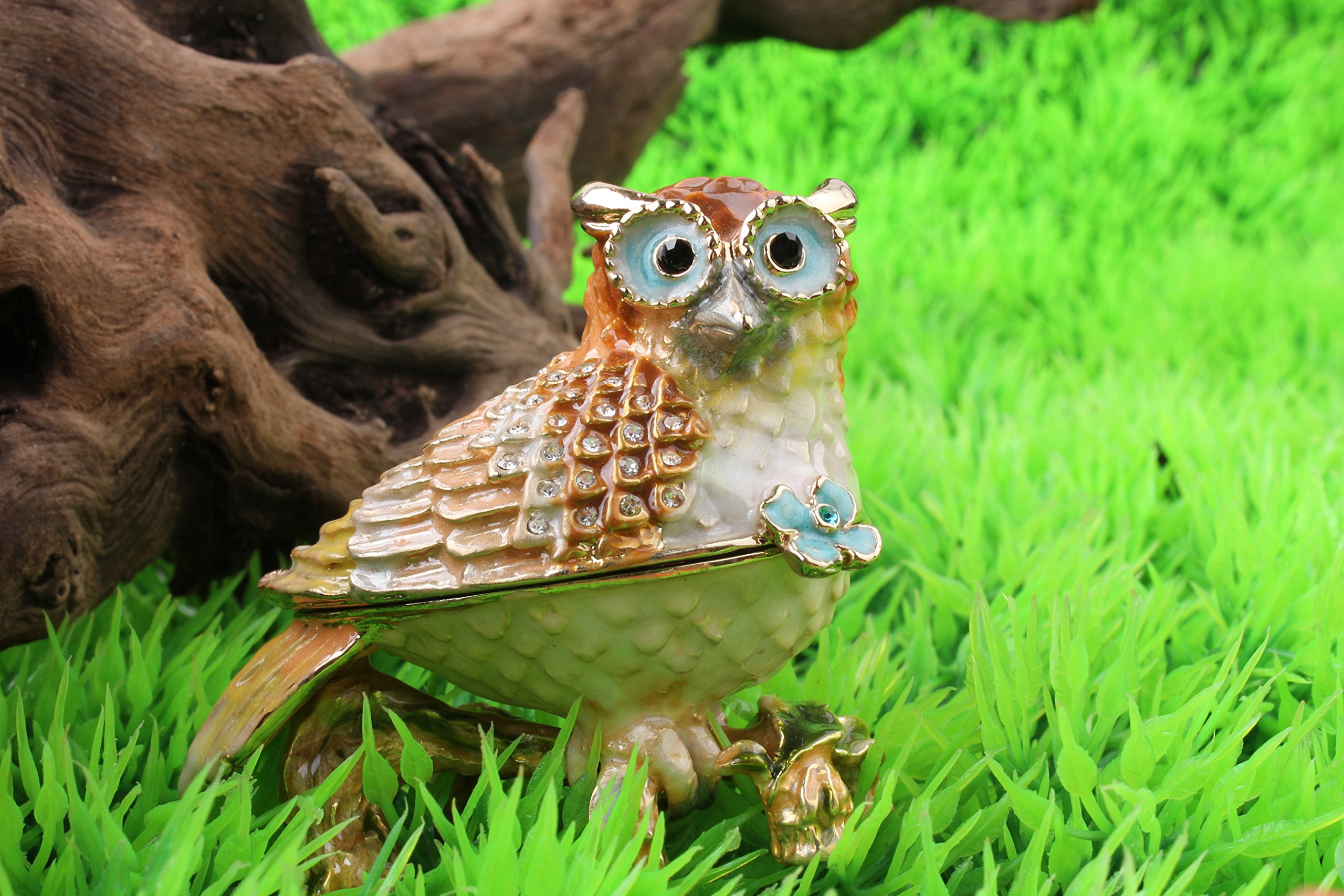 Amazon.co.jp: フクロウTrinket Box Crystal StuddedジュエリーTrinket