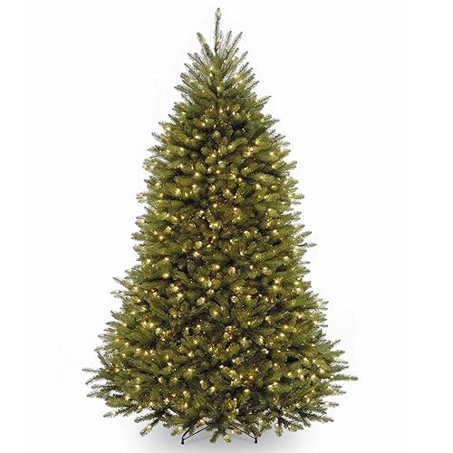 National Tree Company 7.5 ft Pre-Lit Dunhill Fir Artificial Christmas Tree, 600 Clear Lights, 2,189 Tips, Includes Stand, Green